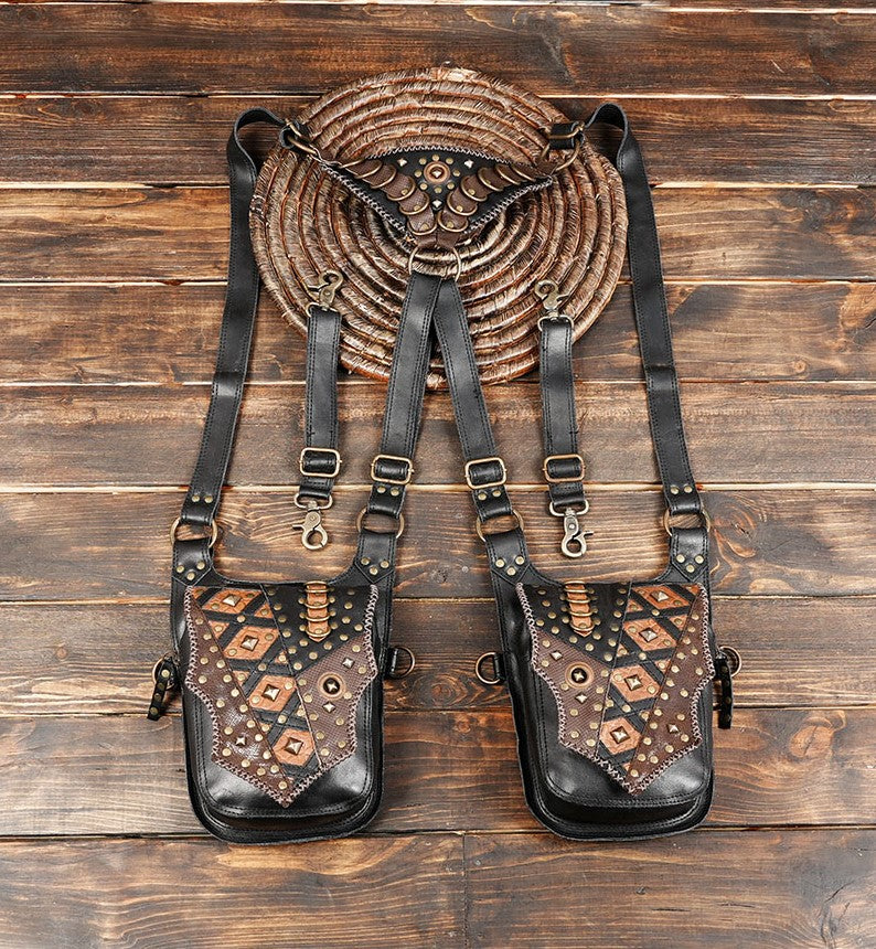 Festival leather utility holster bag for men and women