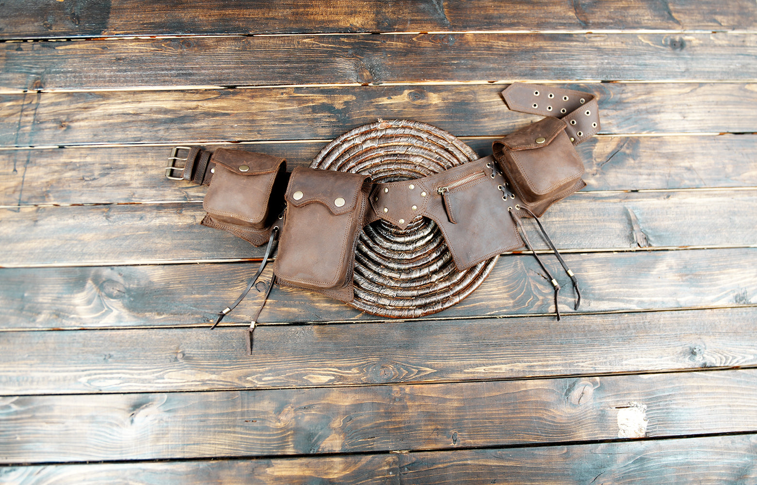 brown  leather fanny pack for festivals and outdoor adventures