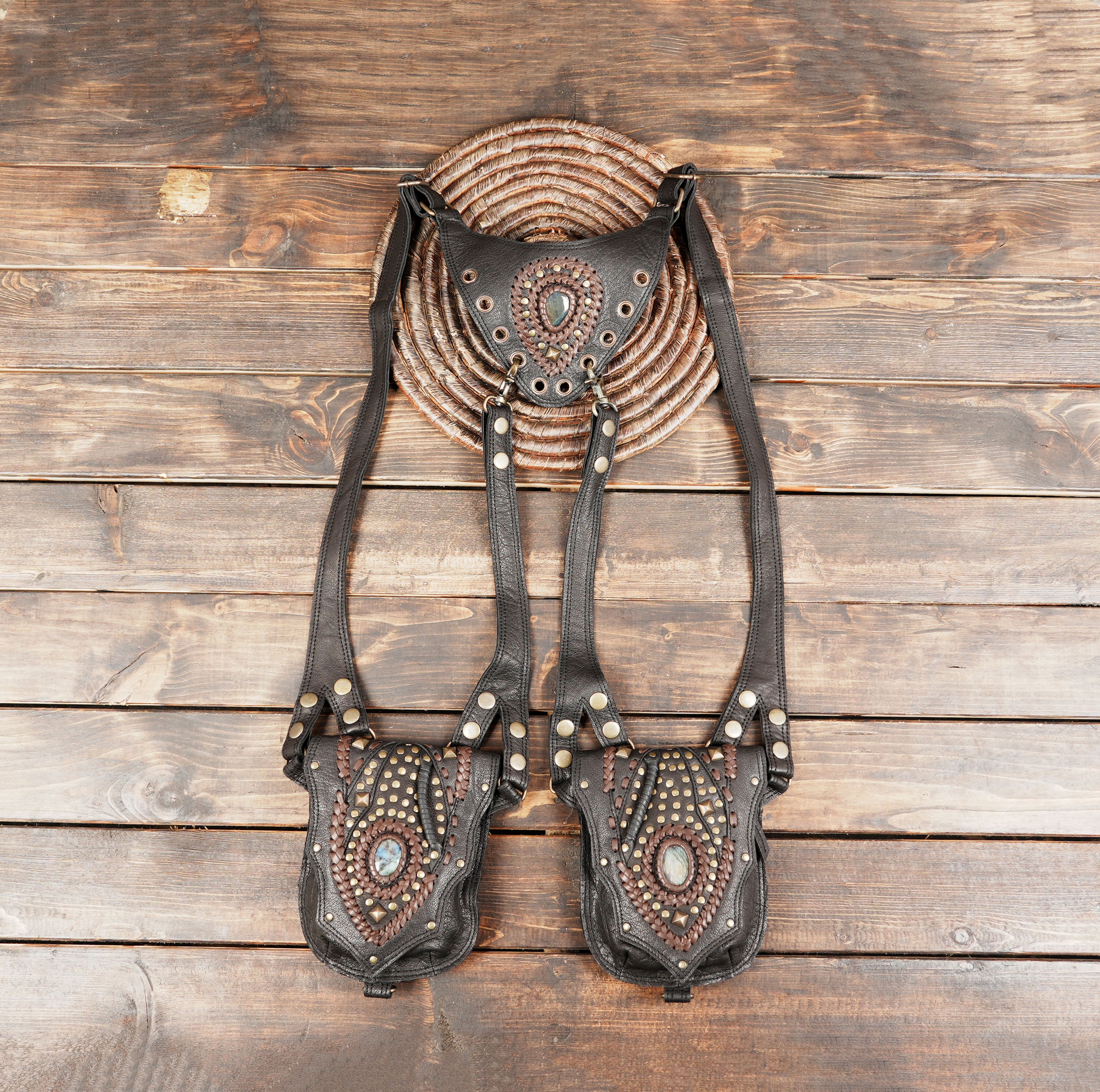 Handmade Leather Holster with Gemstone – Festival & Cosplay Utility Belt