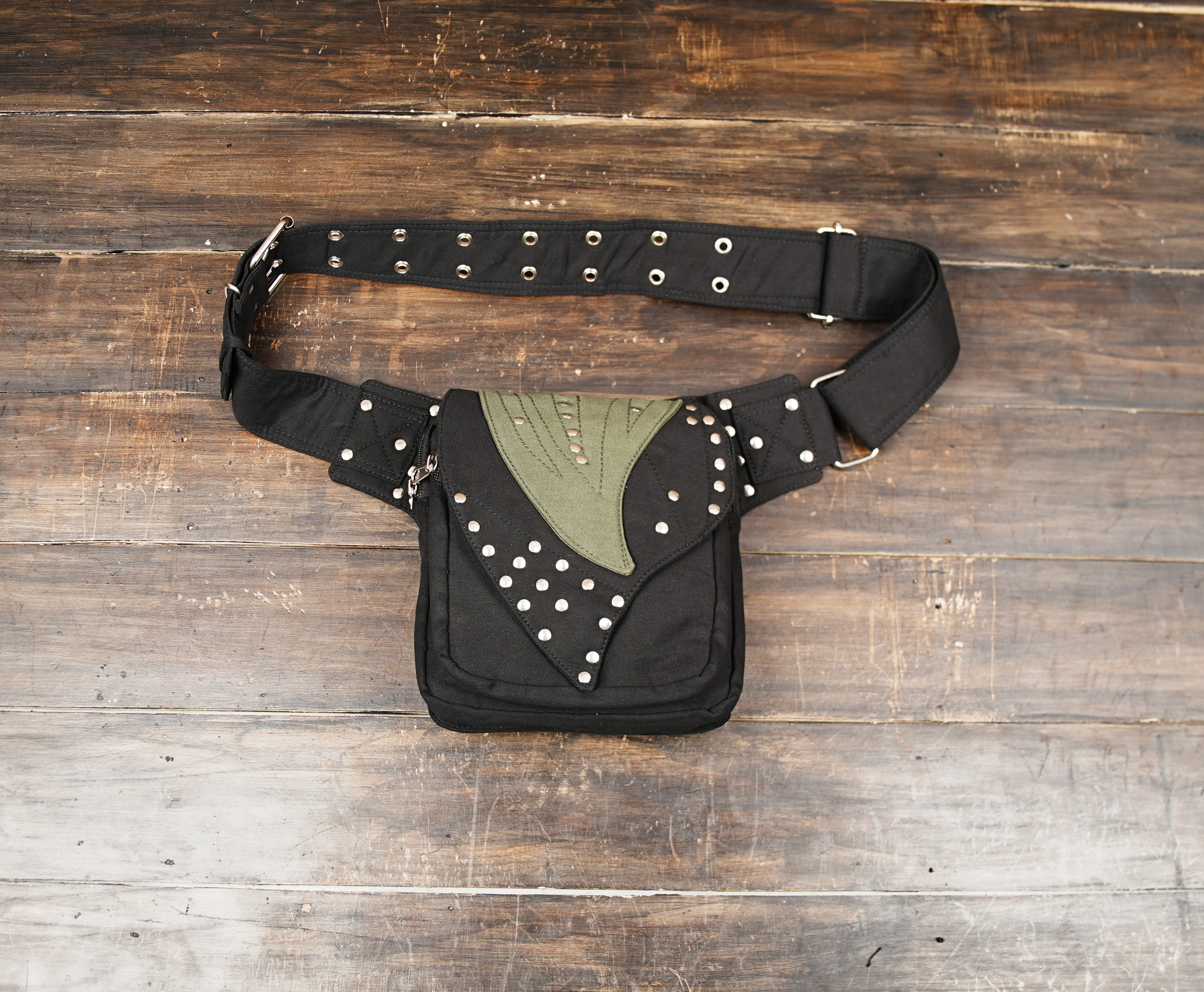 Gothic festival waist pouch with studded design