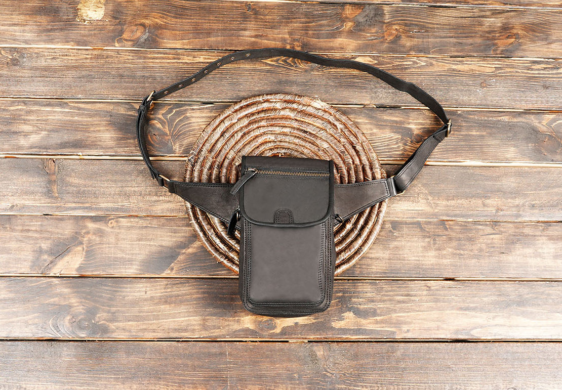 Handmade Leather Waist Belt with Utility Pouch – Festival & Travel Bag