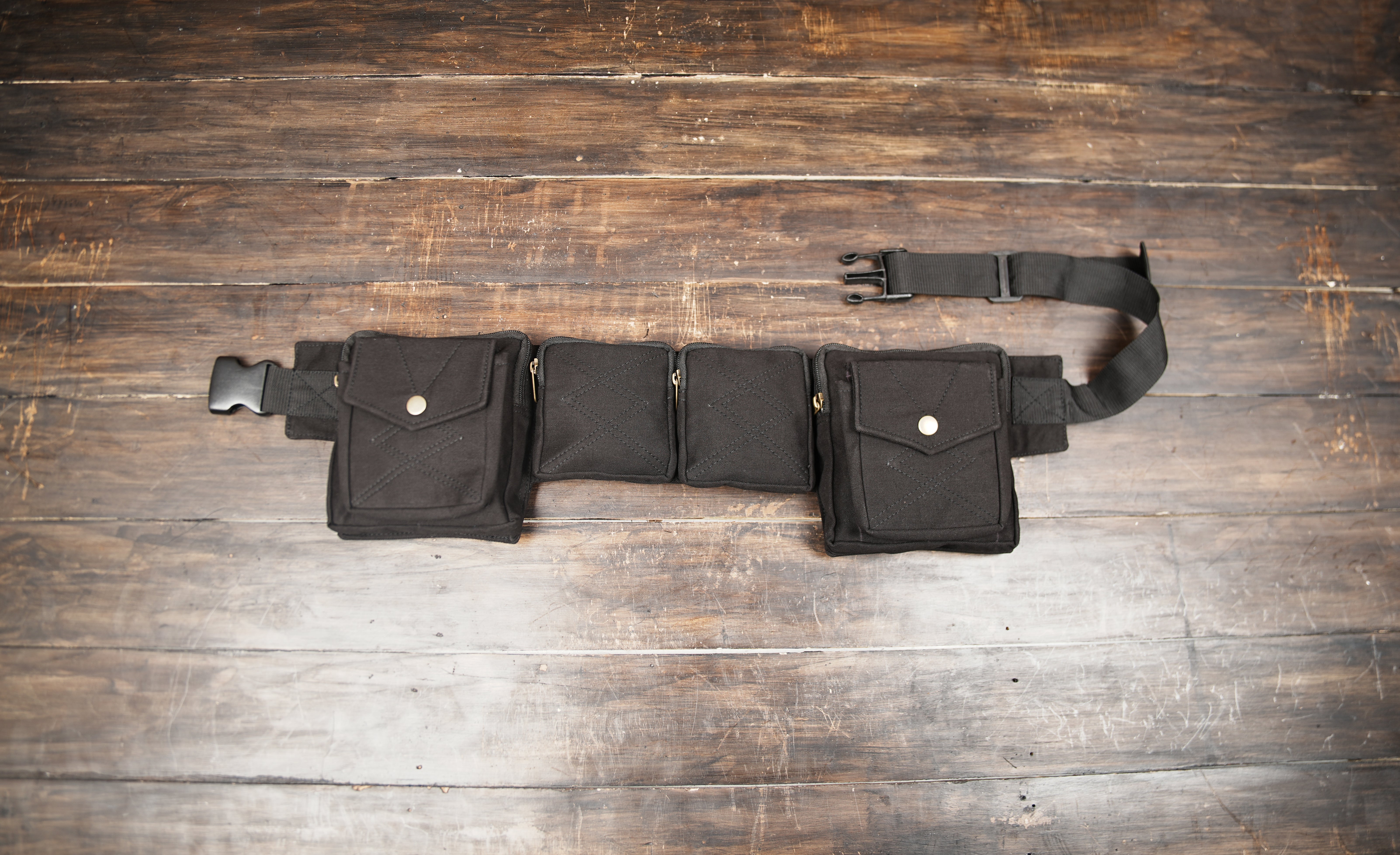 Unisex black waist pouch with adjustable strap