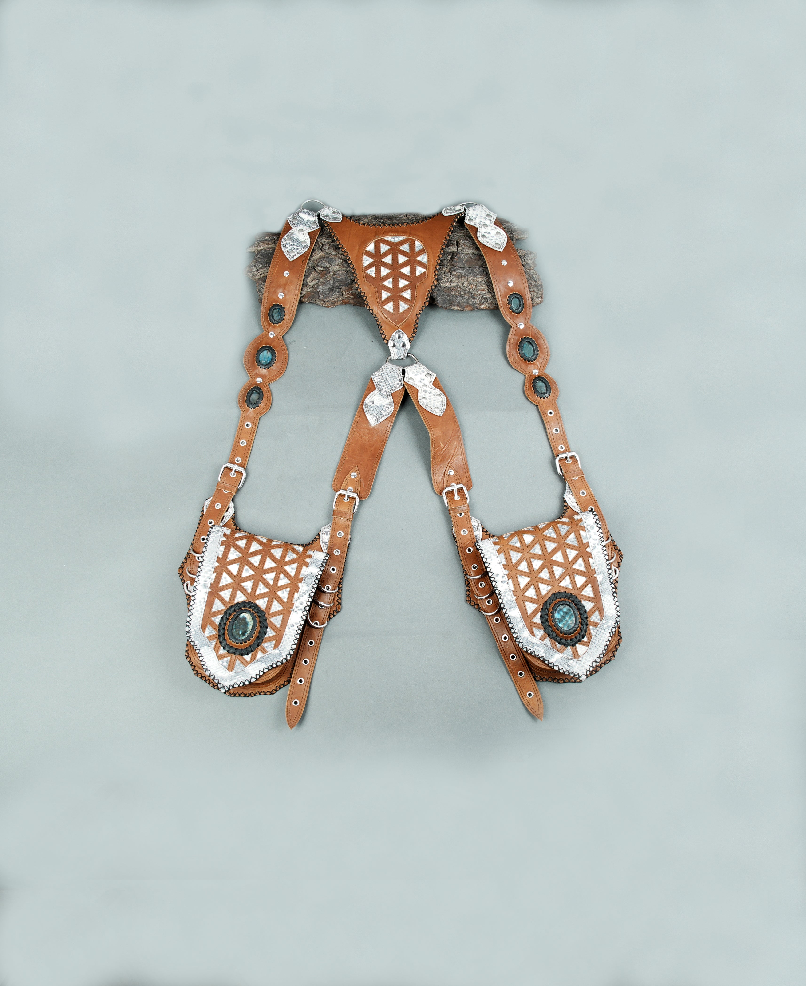 Buy Handmade Leather Holster Bags, Vintage Hidden Belts, Mens & Women Pockets - Travel, Festival, WITH GEMSTONE 