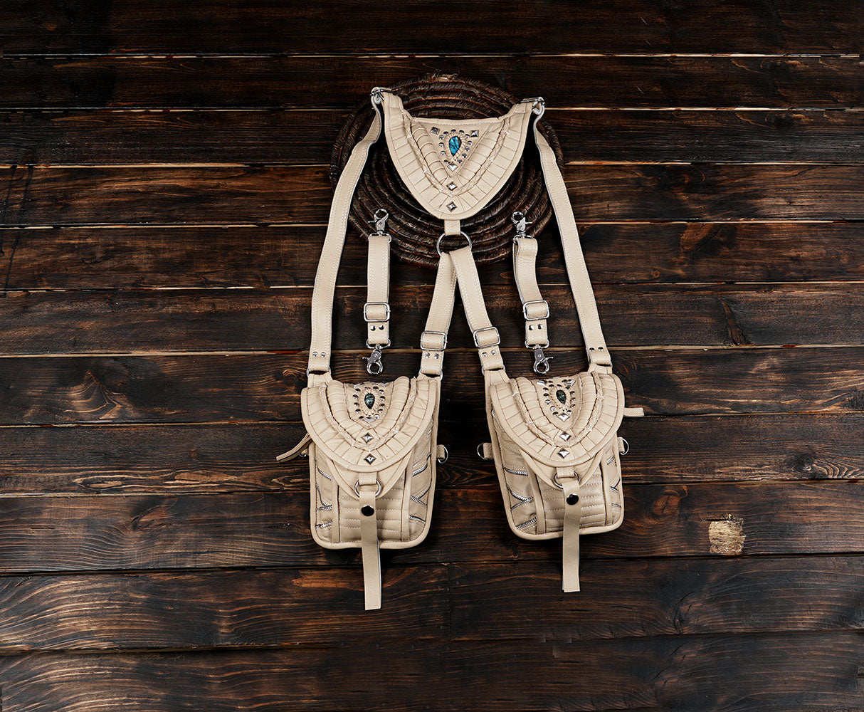 Shoulder Holster Bag Harness With Pockets Black Leather 