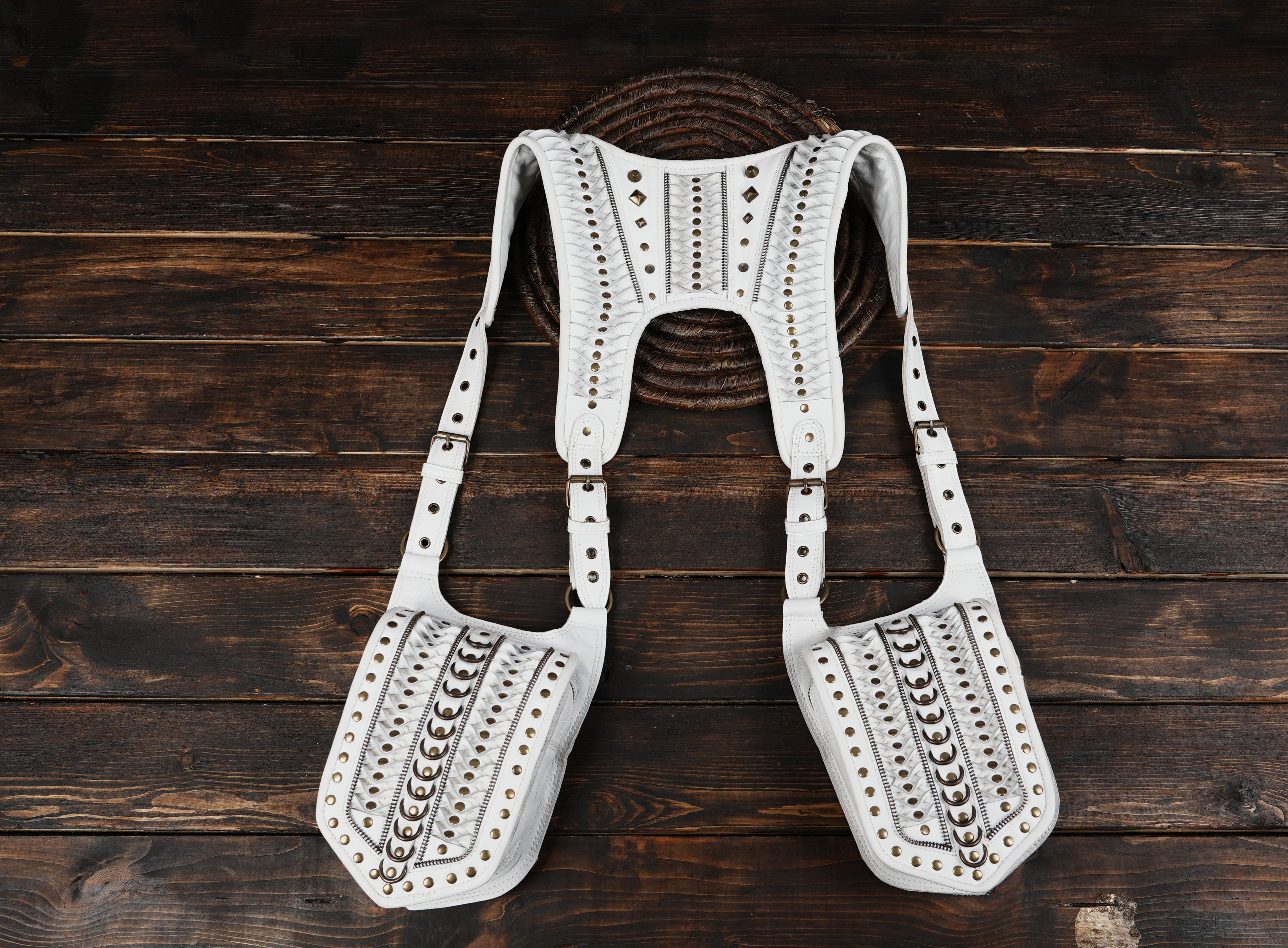 Premium Gothic Leather Chest Holster || Black Studded Leather Holster Bag (LT-AB-HLS-6105)