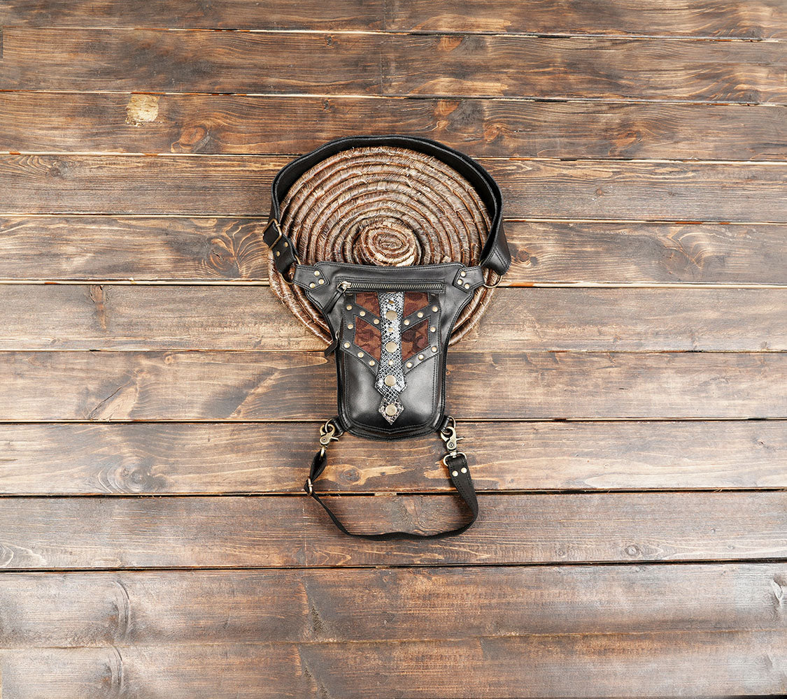 Handmade Leather Waist Thigh Belt with Studded Panel || Steampunk Leather Waist Thigh Belt (LT-AB-WBTS-6023)