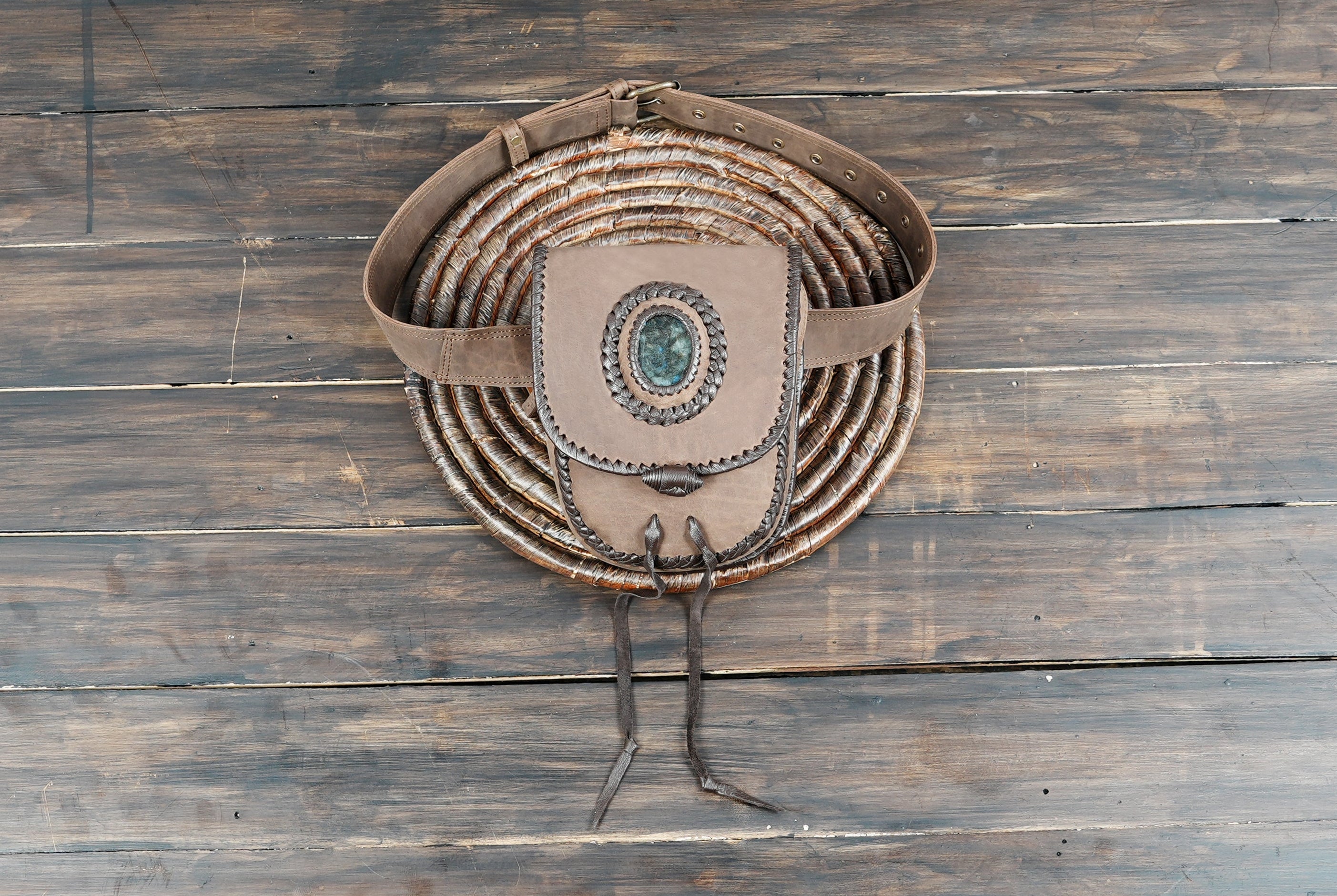 Handmade Leather Utility Belt: White Festival Hip Belt with Pockets