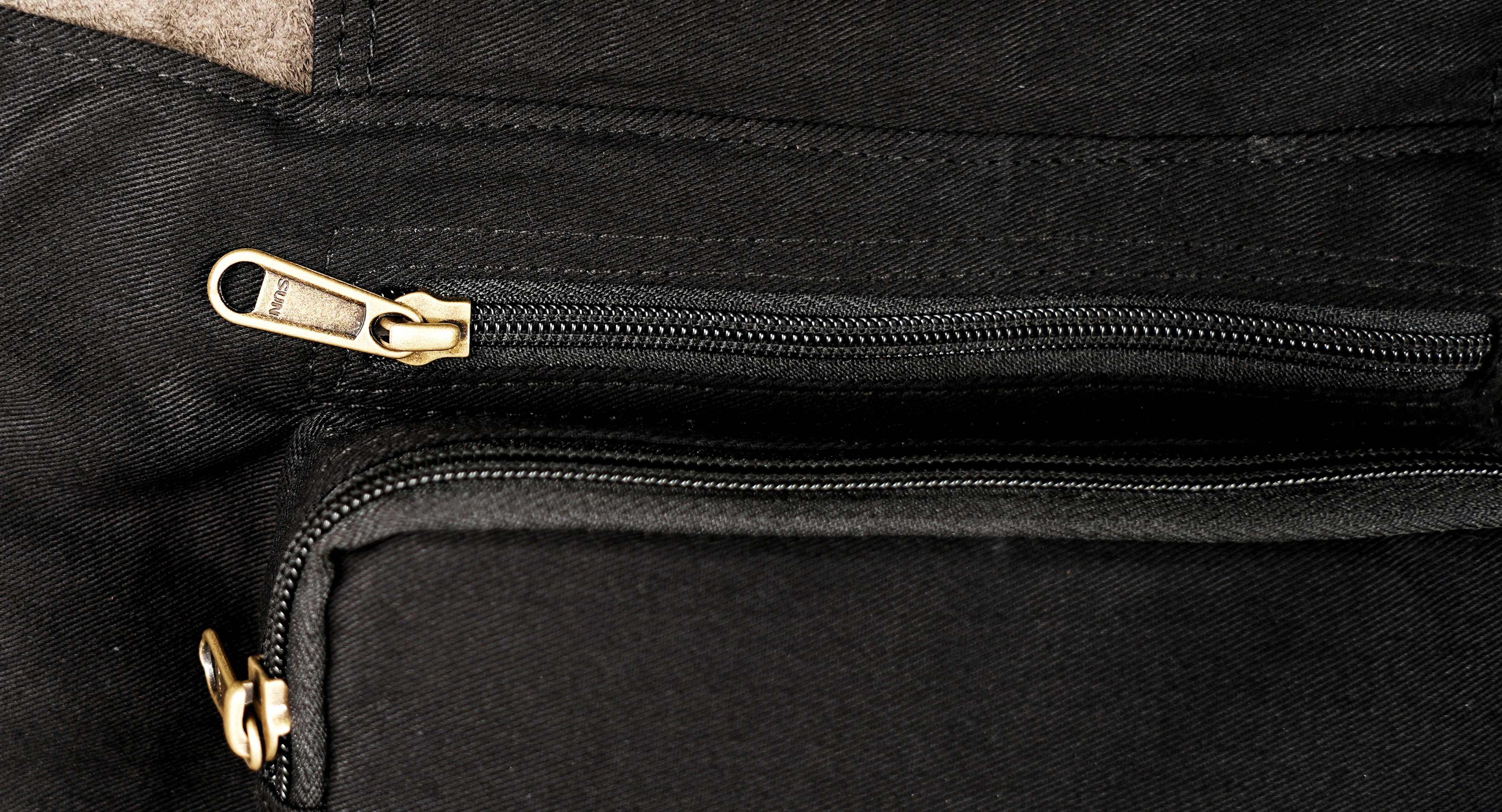 Hands-free leg holster bag with brass snap buttons on cotton canvas