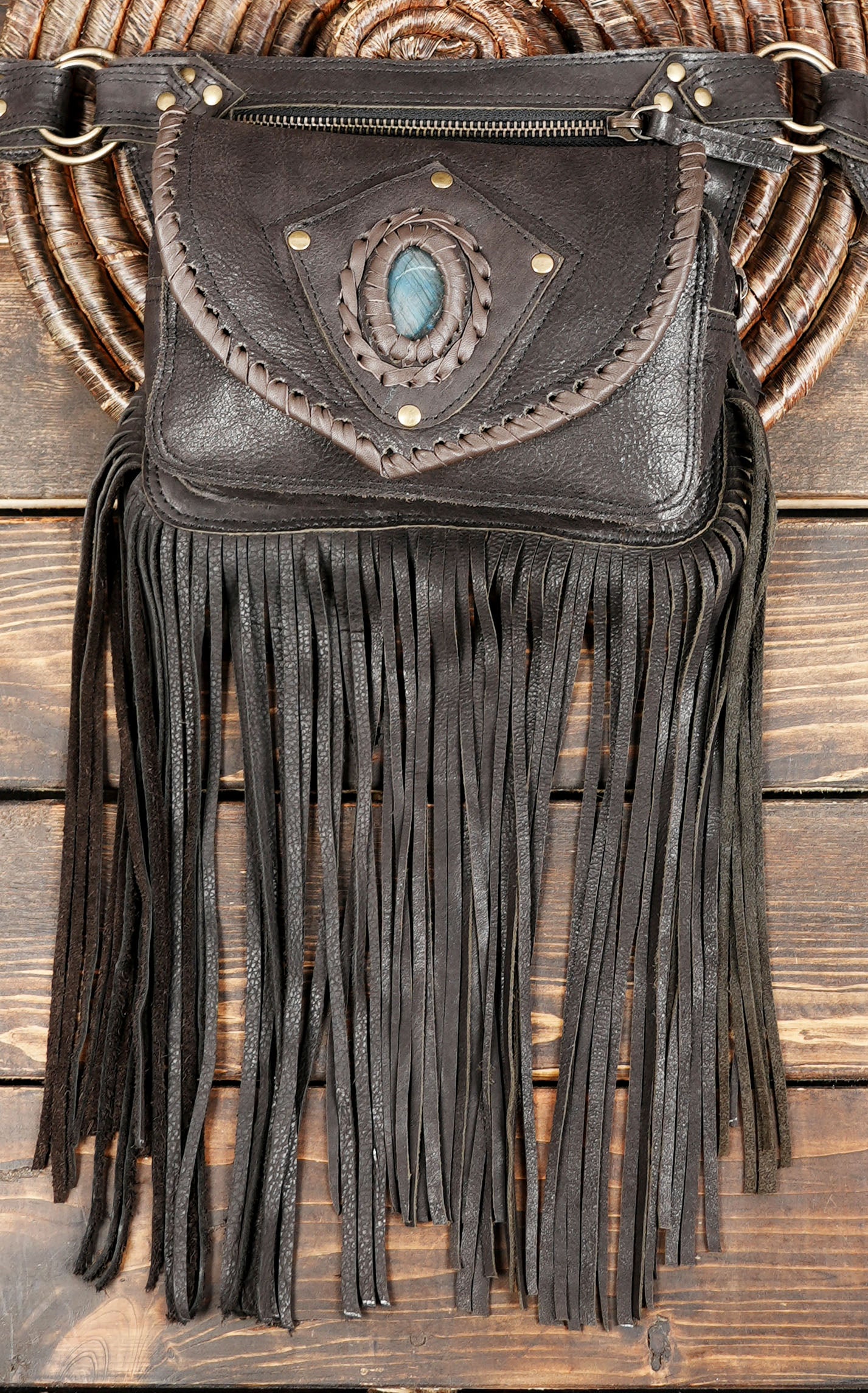 Leather Fringed Side Pocket Belt | Burning Man Festival Belt | Tasselled Bum bag| Boho Travel Belt | Fanny Pack with unique fringes