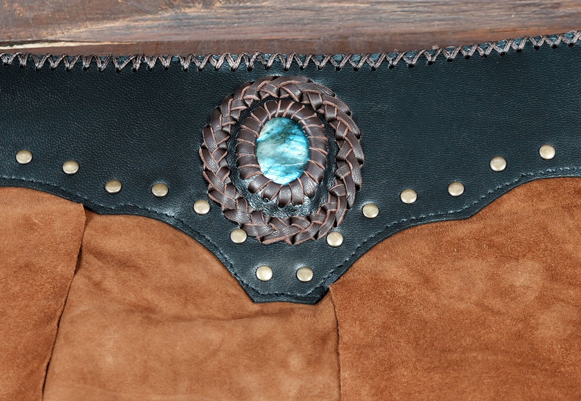 Artisan handmade skirt crafted from genuine suede leather for a natural, rustic look