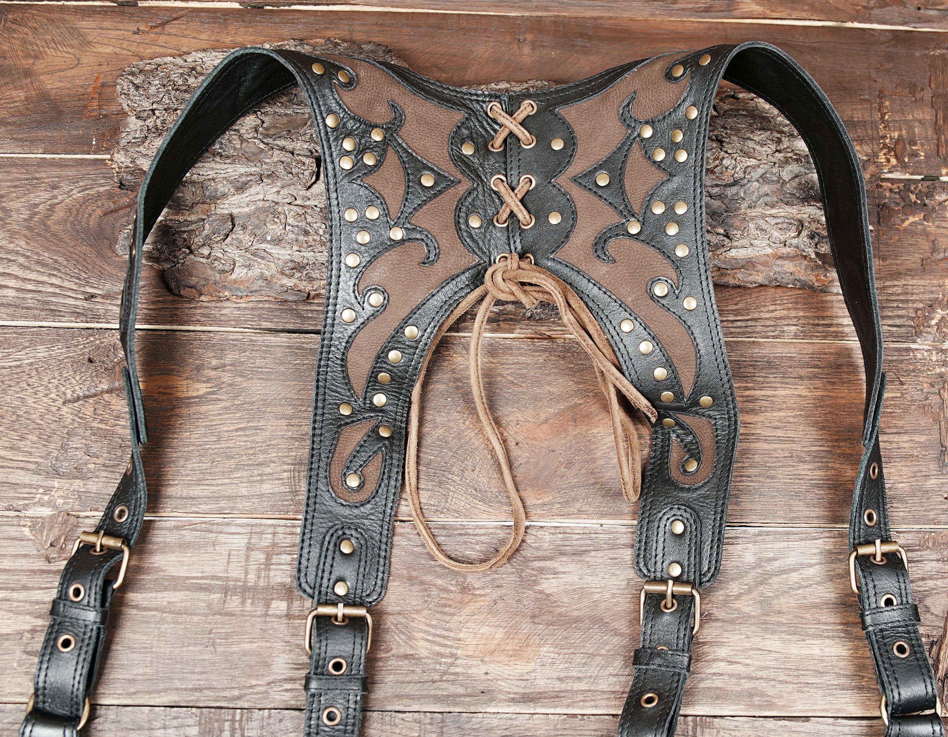 Black leather design holster bag, handcrafted utility holster bag, biker bag, unisex festival belt, steampunk accessories, pocket holster adjustable and fit for men 