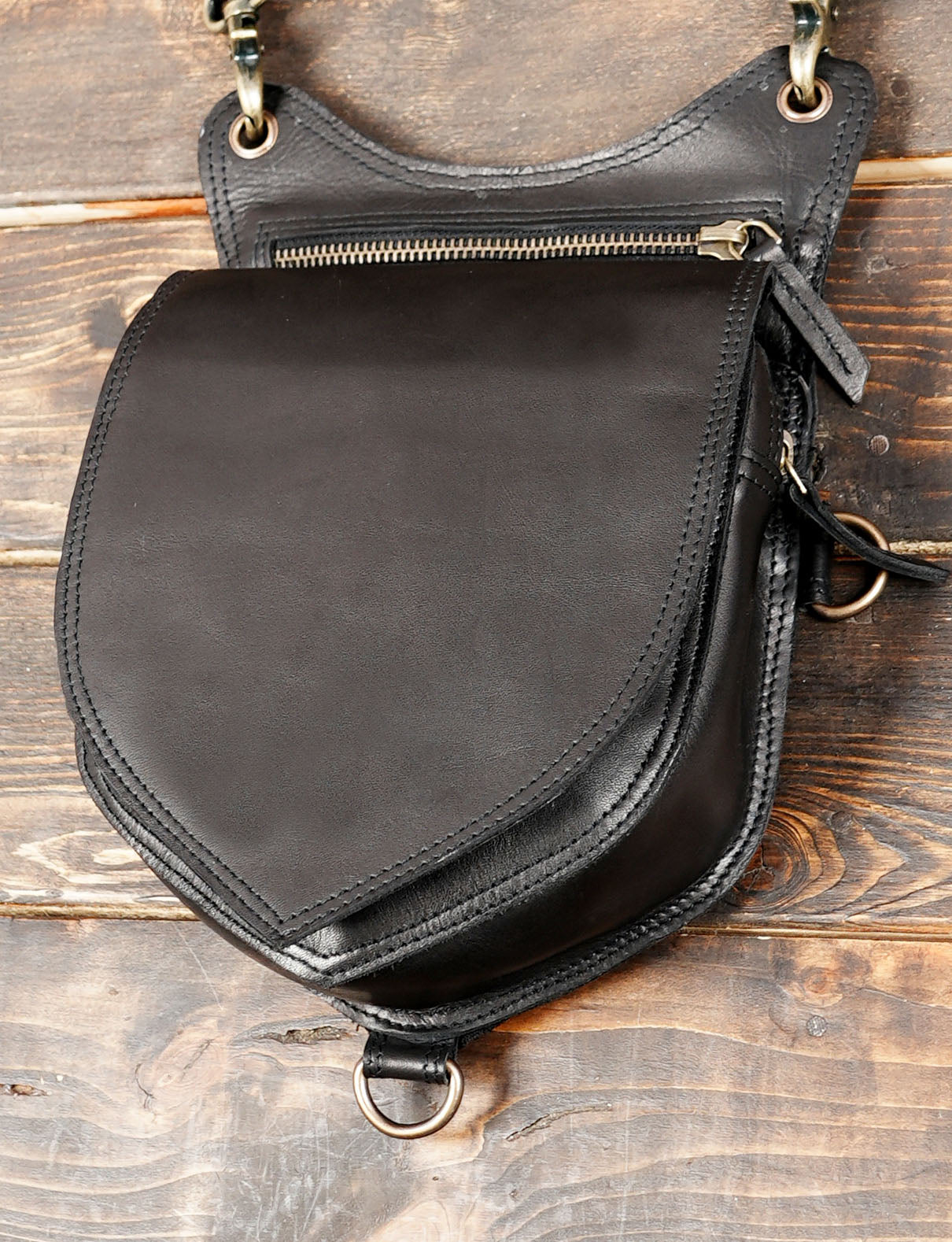 Premium leather utility holster with stone centerpiece