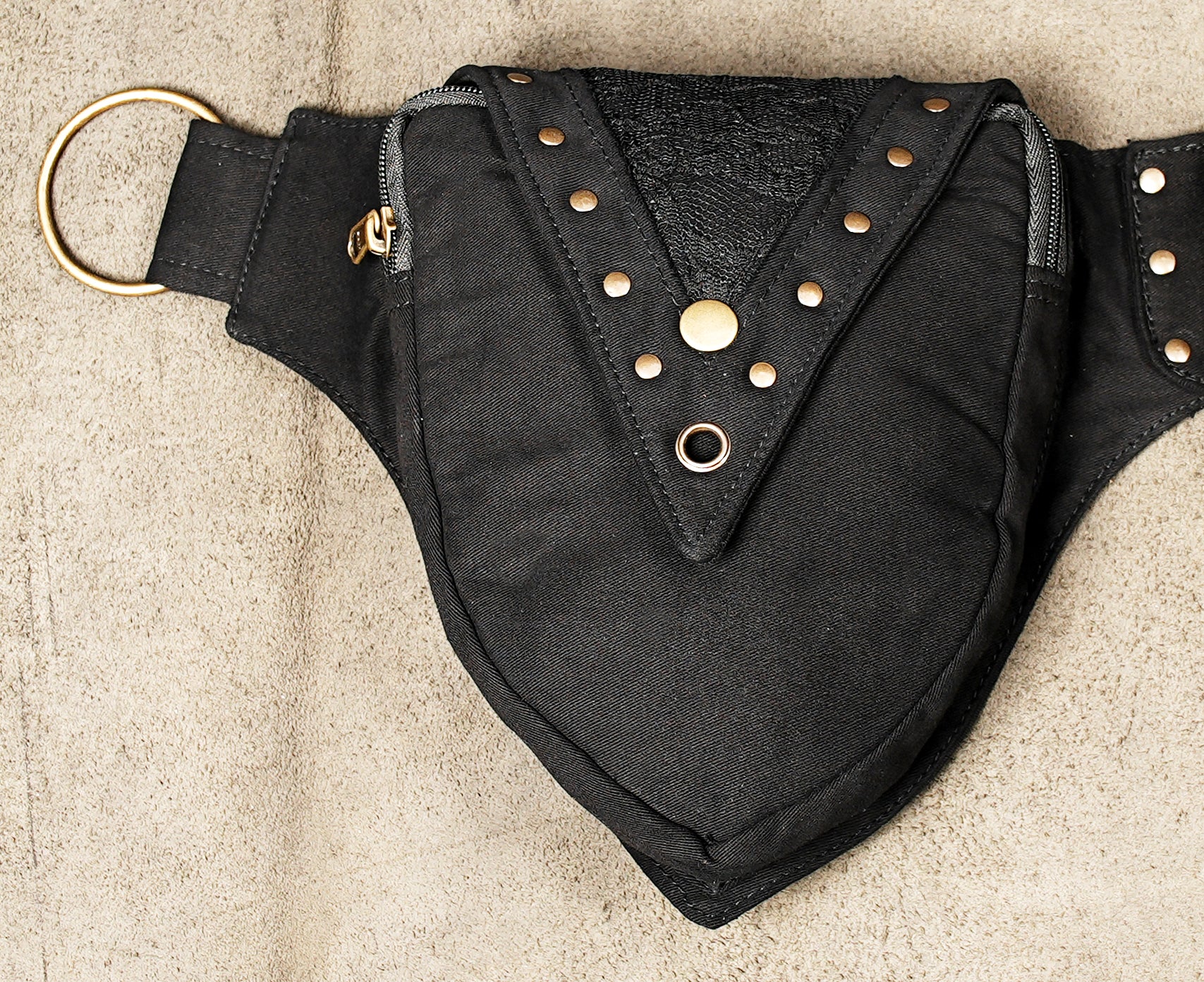 Gothic cotton hip belt with zippered utility pockets