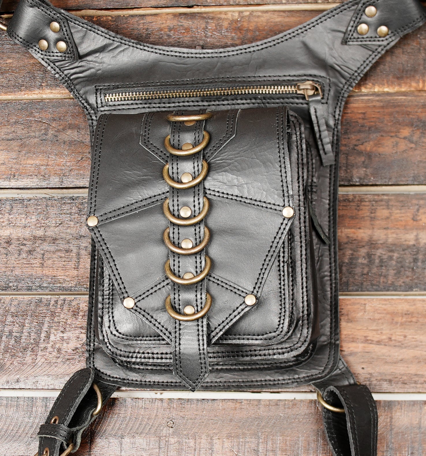 Gothic Steampunk Leather Thigh Holster – Cosplay Waist Belt with Pouch