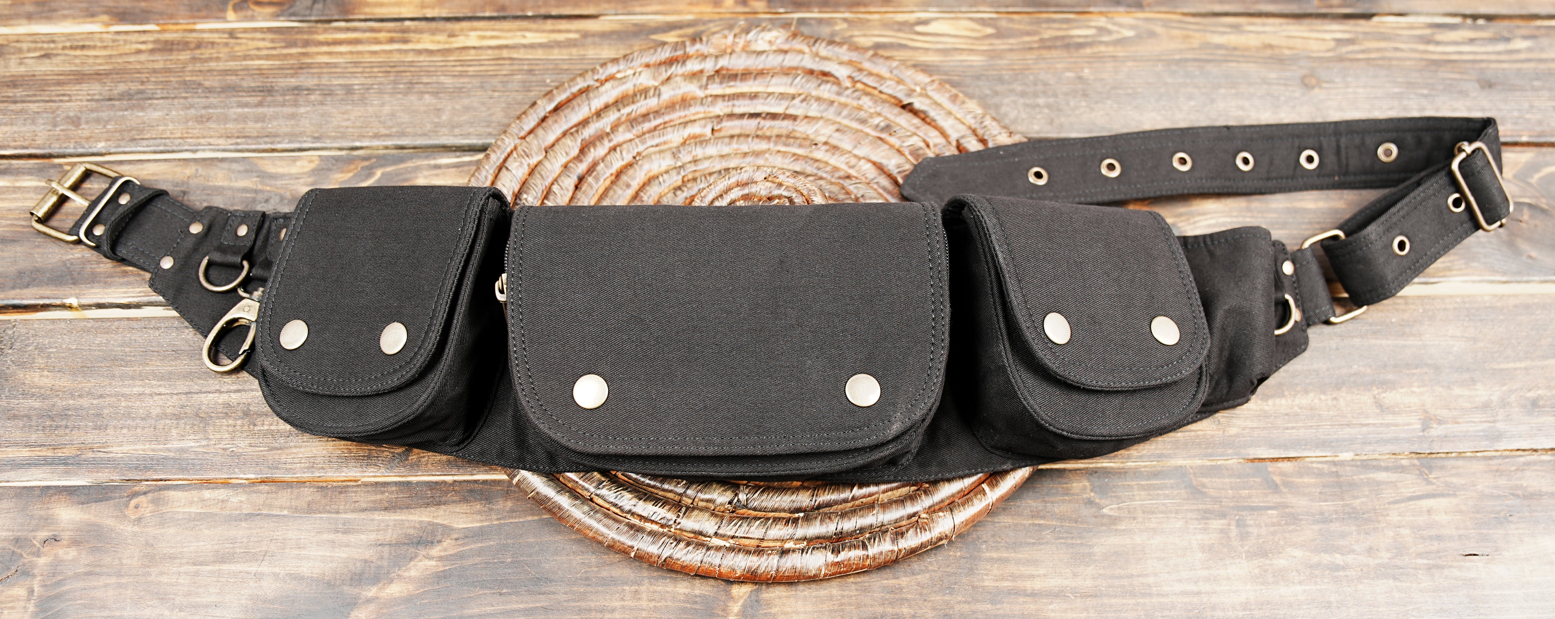 Handmade Cotton Festival Waist Belt with Pocket Pouches