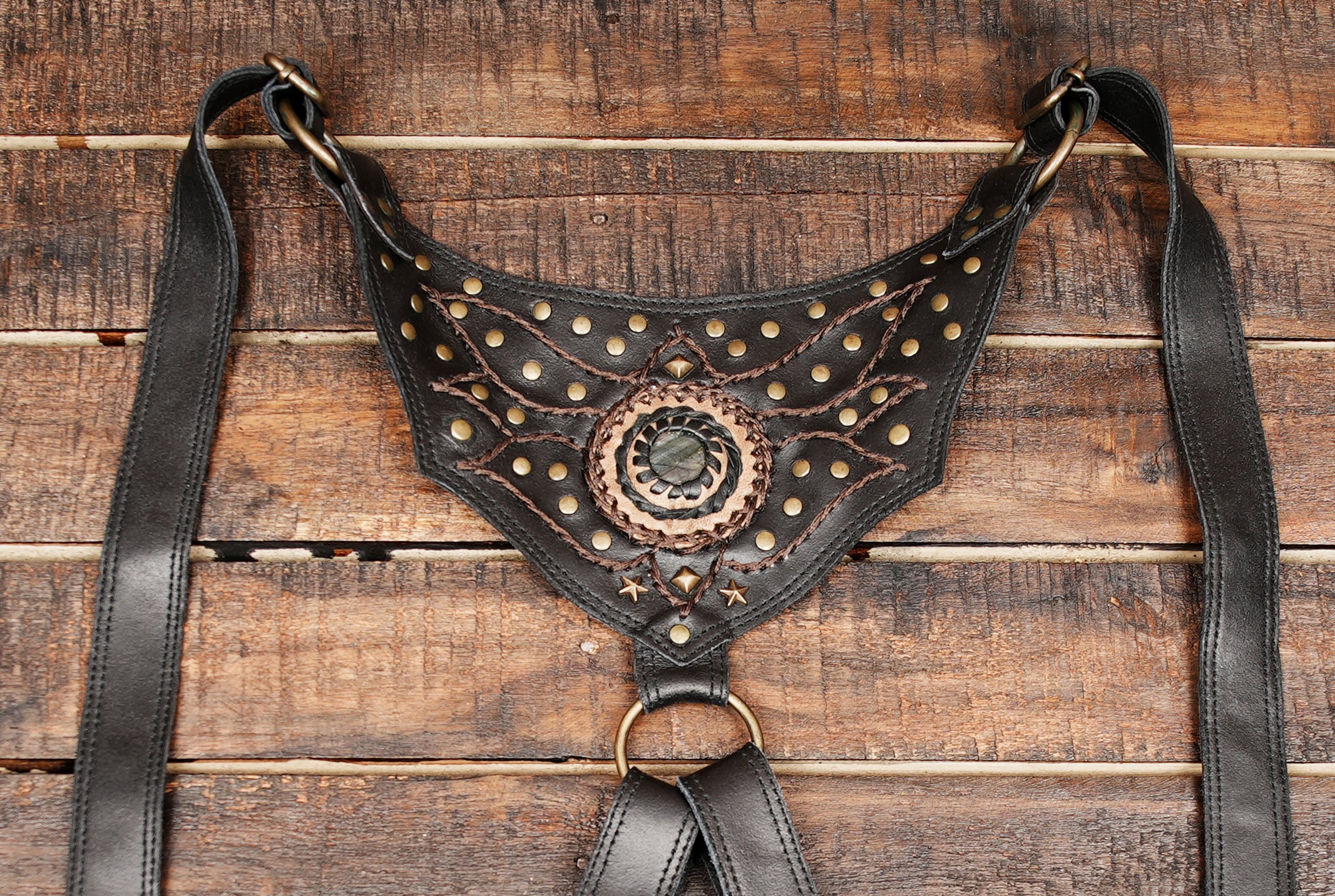 Unique Leather Holster Belt with Studded Detailing – Burning Man & Cosplay Accessory