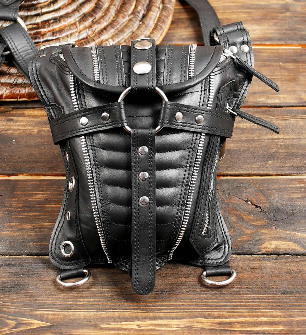 Leather bag-holster leather holster  Handmade Leather Utility Holster Bag WITH METAL STEEL 