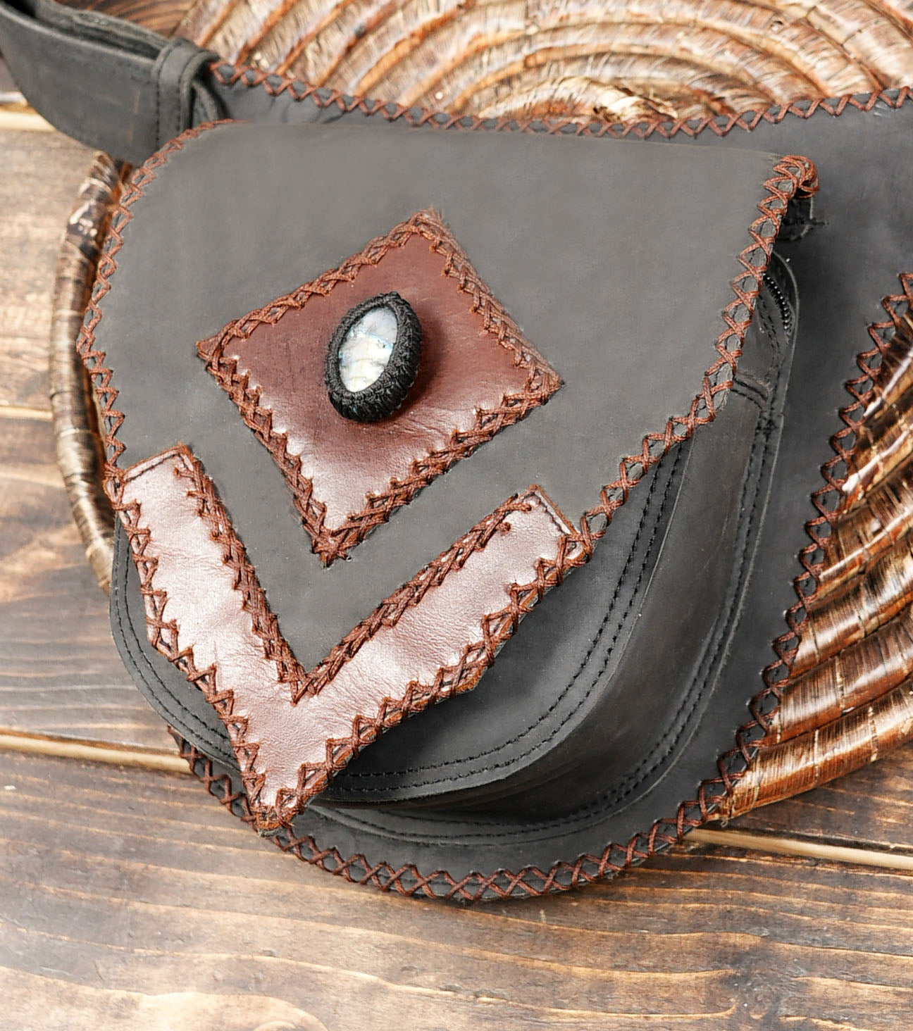 Tribal Leather Waist Holster – Festival, Burning Man & Cosplay Utility Belt