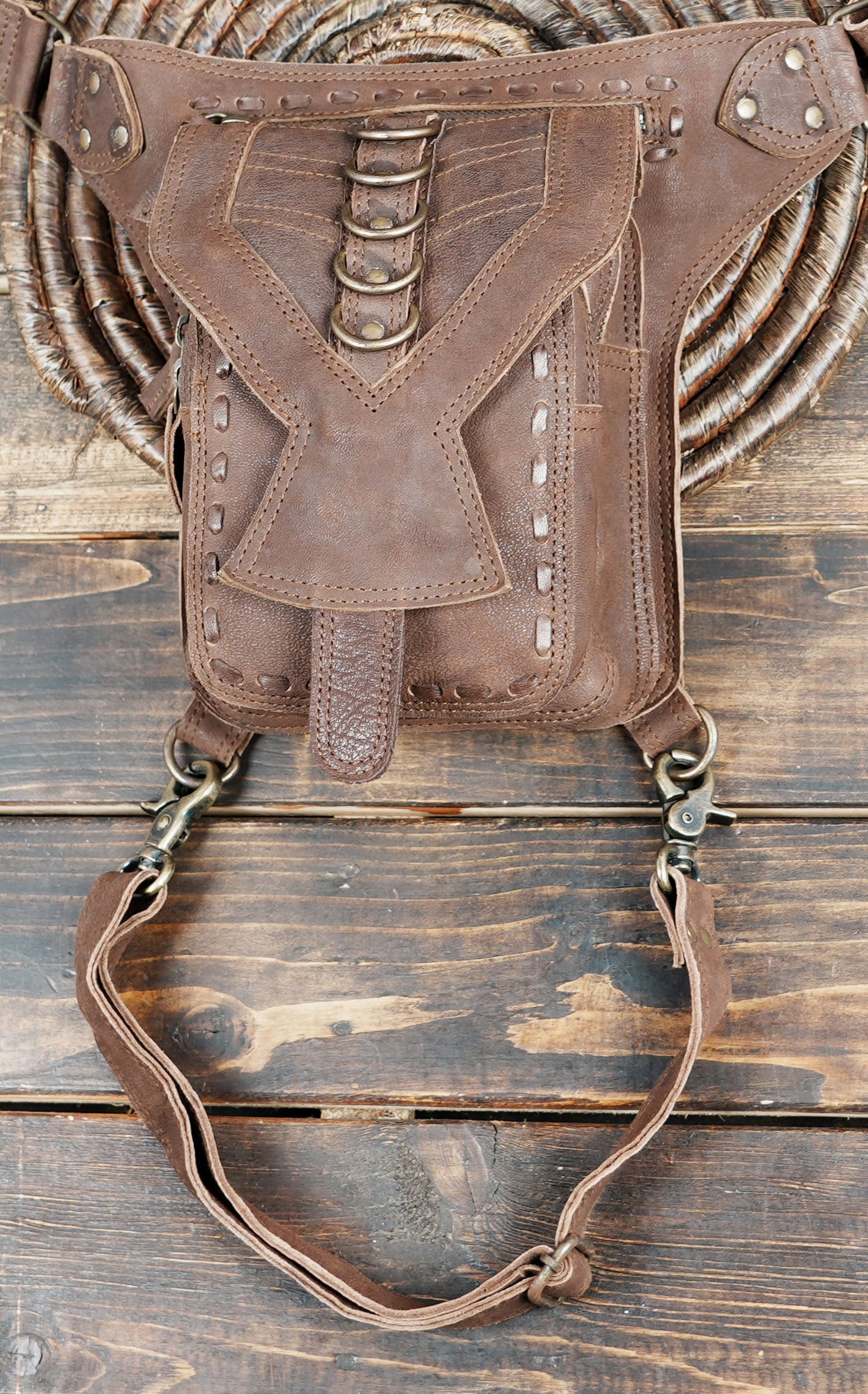 Genuine Leather Thigh Belt with Adjustable Straps – Burning Man & Renaissance Fair Bag