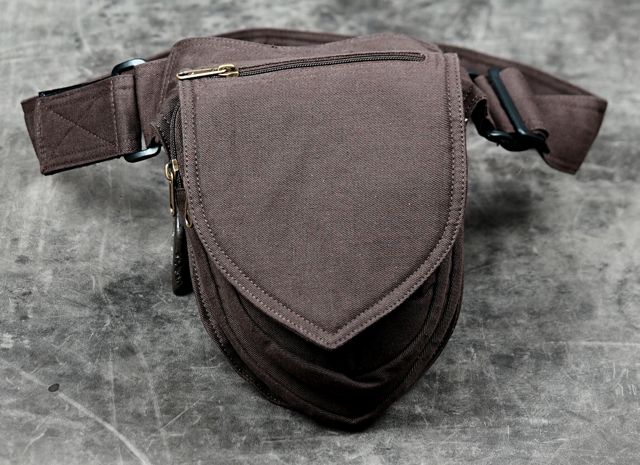 Cotton cross-body waist bag with adjustable hook strap