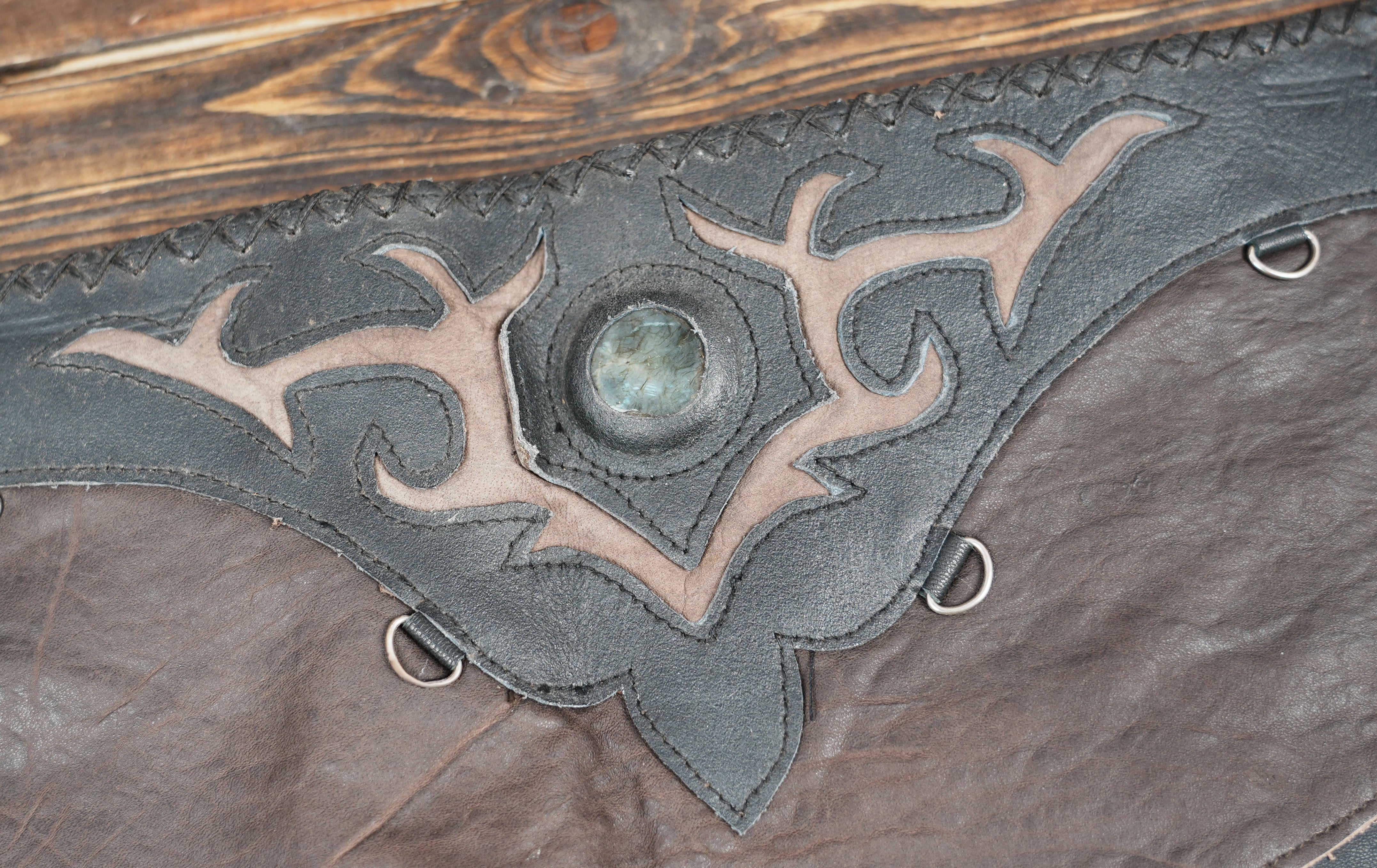 Festival leather waist belt skirt with layered leather panels