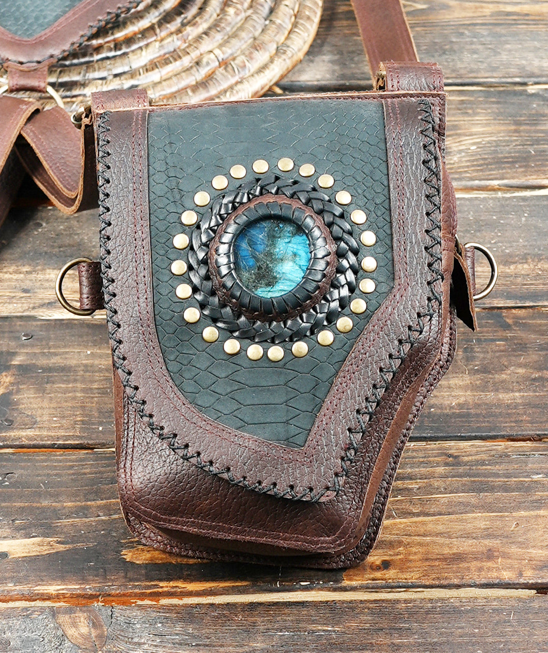 leather harness holster with dual pouches