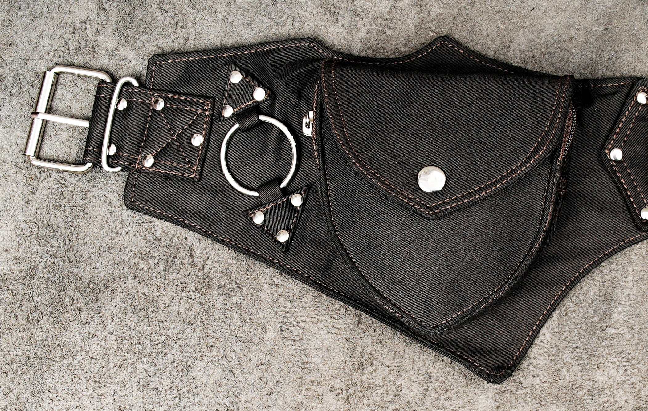 Adjustable cotton waist bag belt with metal buckle