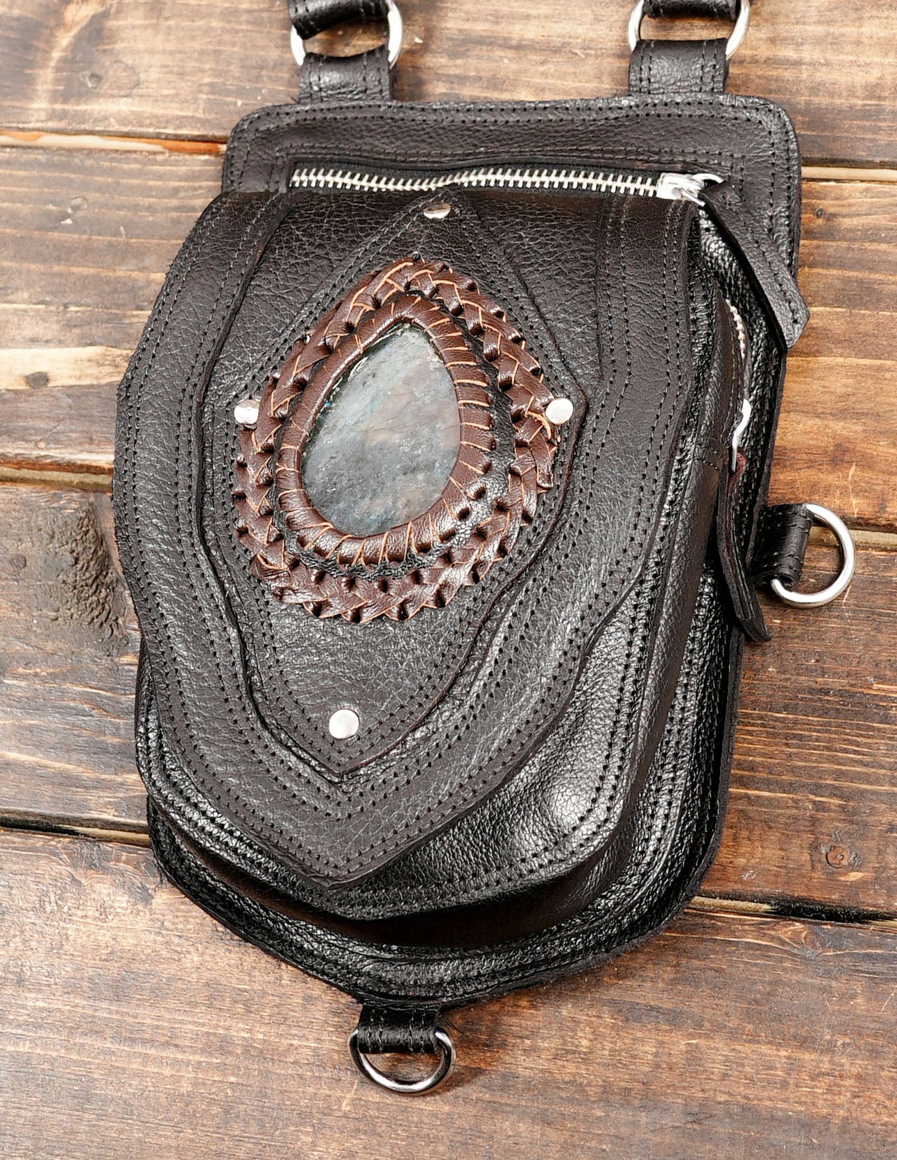 Black Leather Shoulder Holster Double Pocket Utility (LT-NS-HLS-6016)