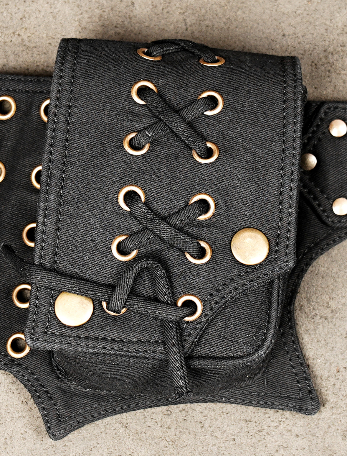 Durable black cotton utility hip pouch and fanny pack