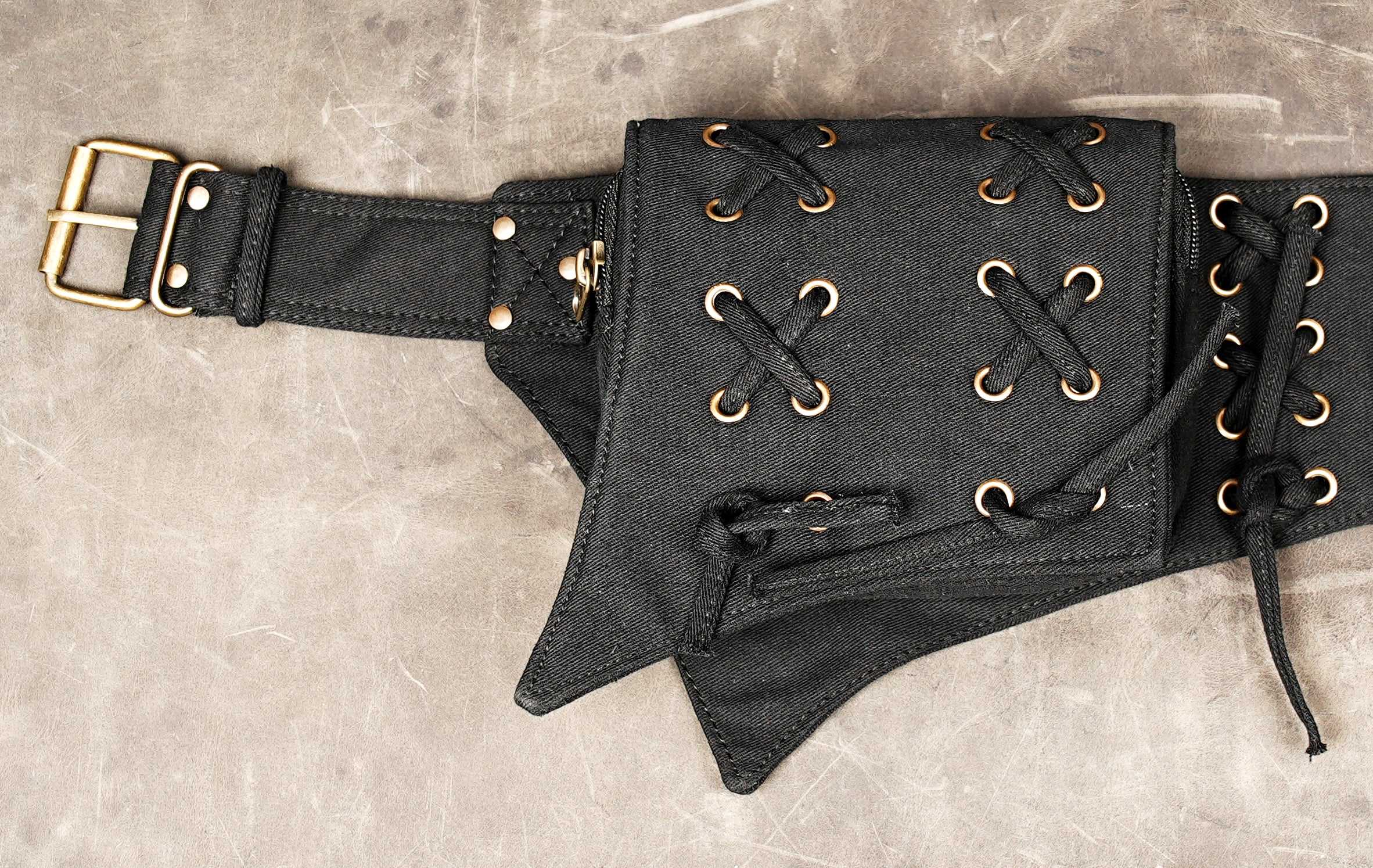 Handmade cotton corset waist belt with pouches