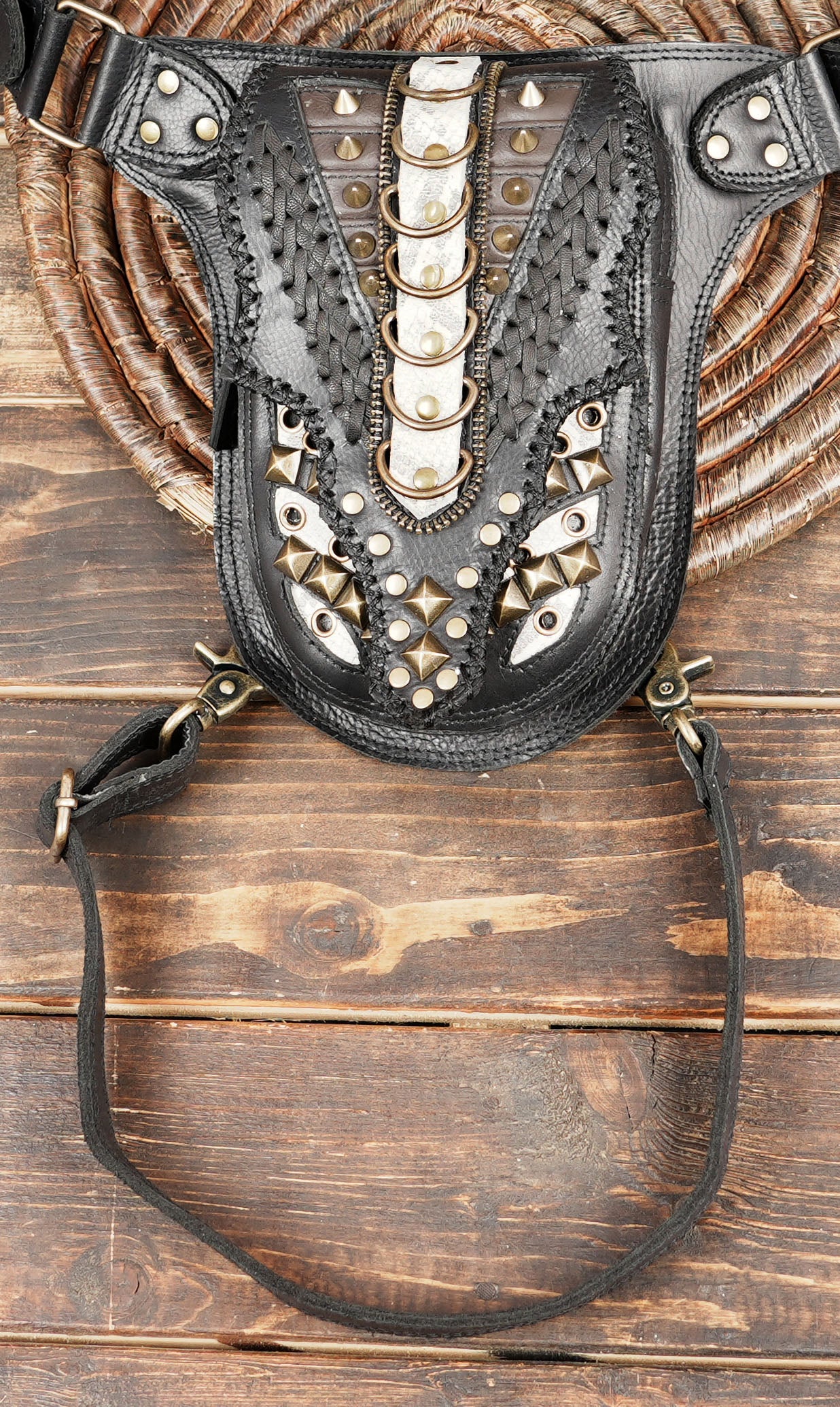 Handcrafted Leather Waist Thigh Belt with Studded Gothic Design || Statement Leather Waist Thigh Belt for Gothic and Festival Wear(LT-AB-WBTS-6001)