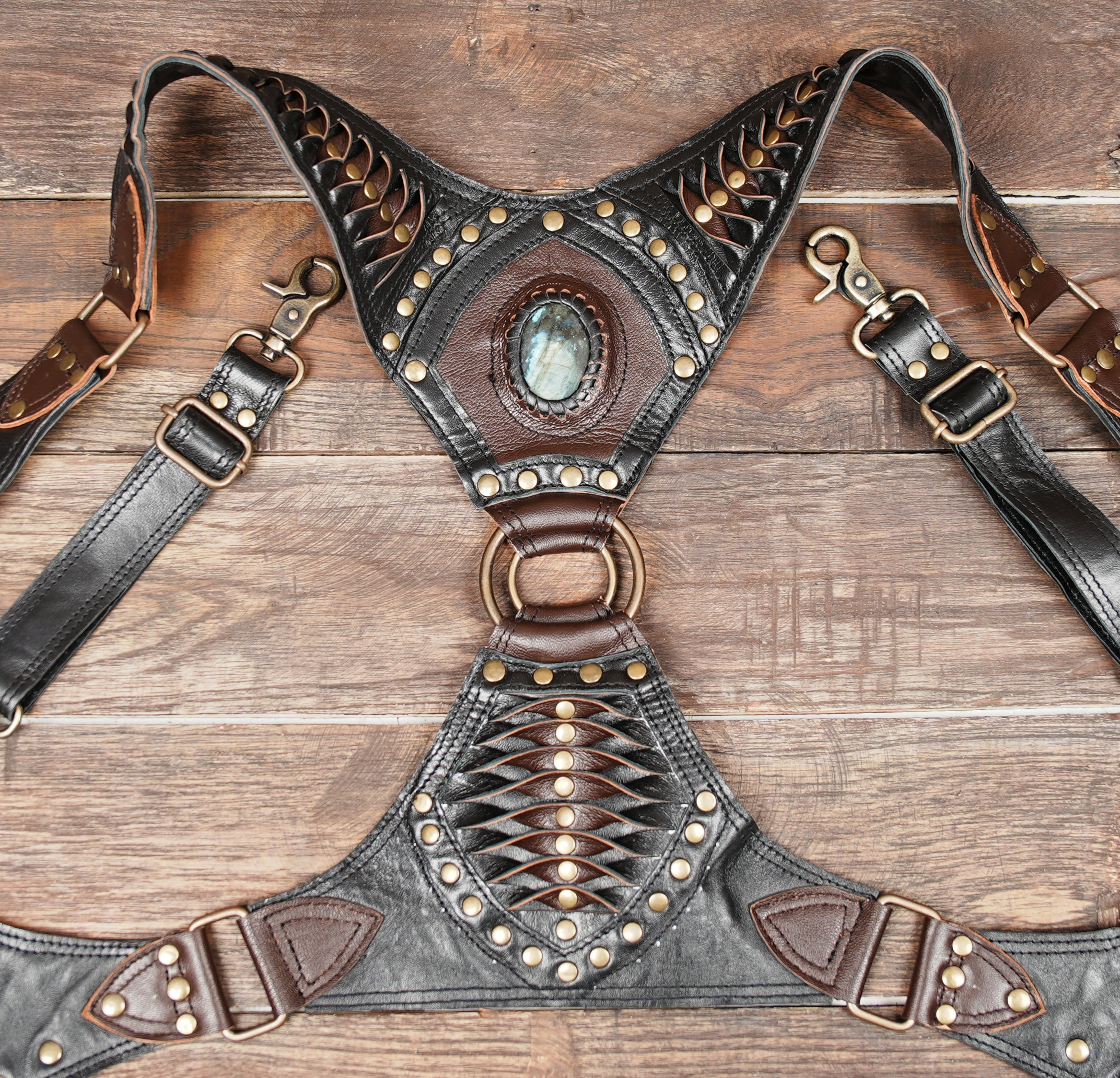 Handmade Leather Shoulder Holster Harness – Gothic Steampunk Festival Bag
