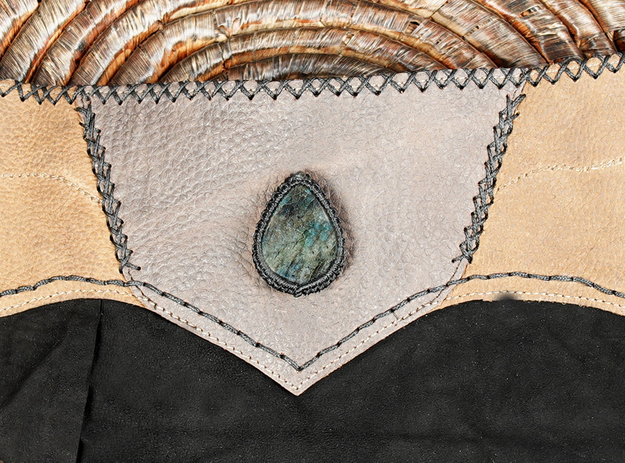 Black and brown suede skirt with turquoise stone accent