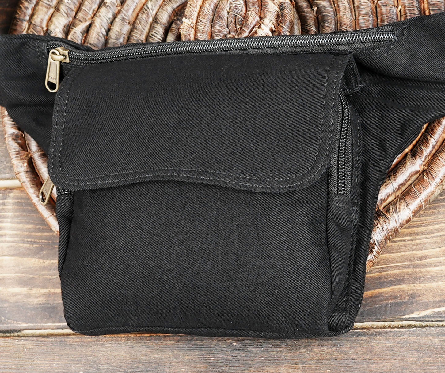 Handmade Cotton Festival Belt Bag with Zipper Storage and Travel Waist Pack