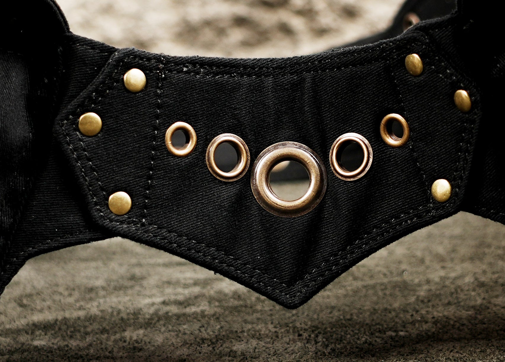 Unisex black cotton hip belt with multiple storage pouches and metal buckles