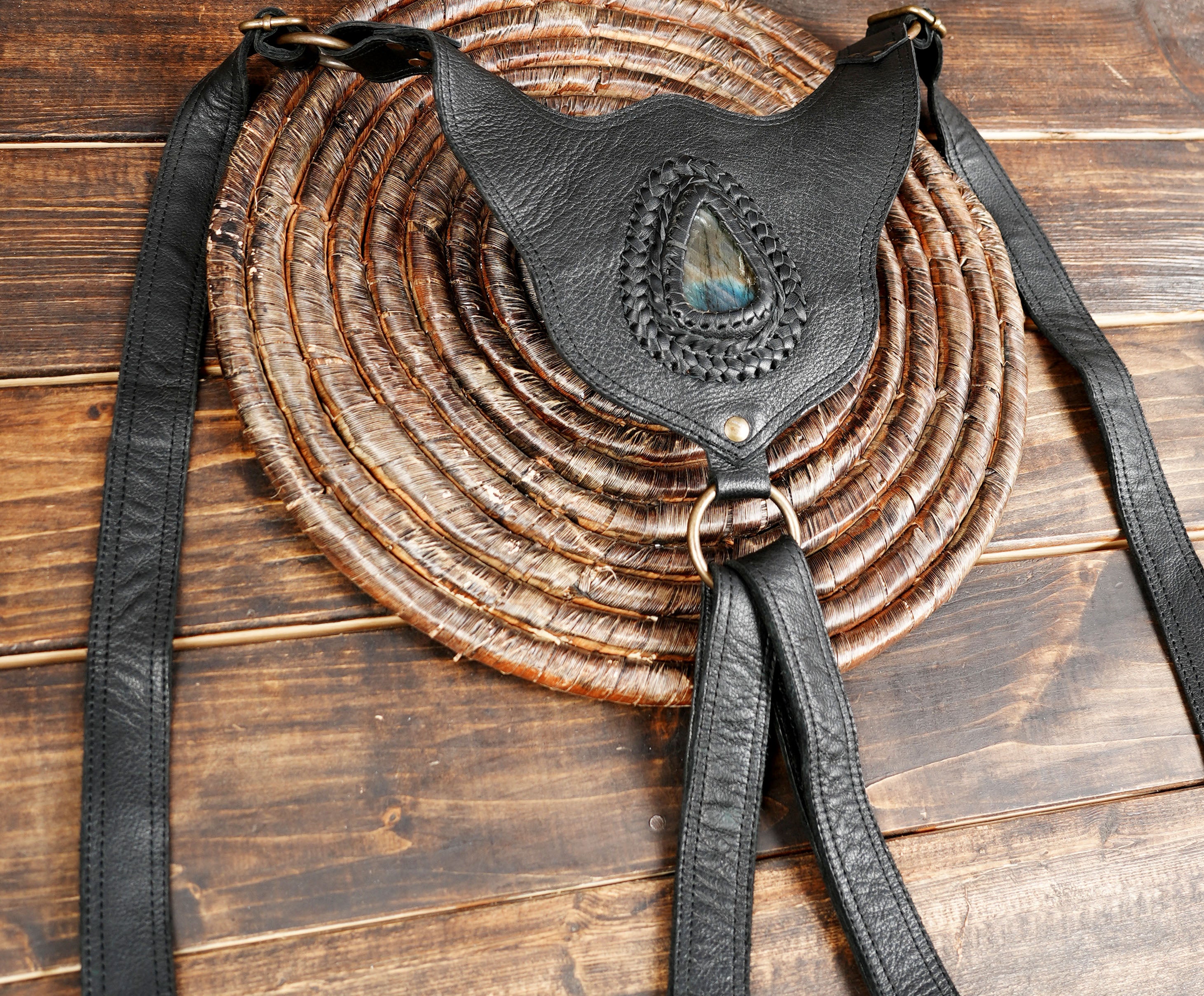 Leather holster bag, Leather shoulder holsters, Harness bag for men, Leather festival bag, Shoulder holsters bag, Mens harness bag with gemstone 