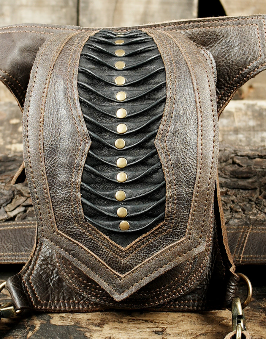 Handcrafted leather thigh belt for festival and cosplay wear