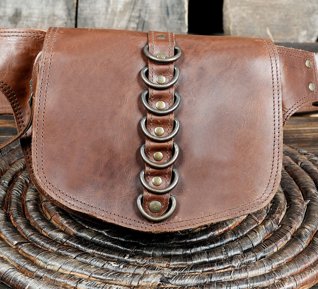Handcrafted leather waist belt for travel and everyday wear