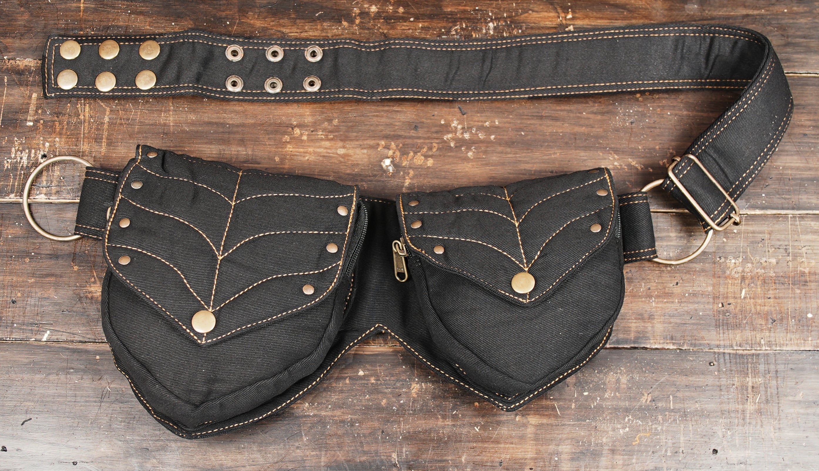 Cotton festival waist pack with antique brass hardware