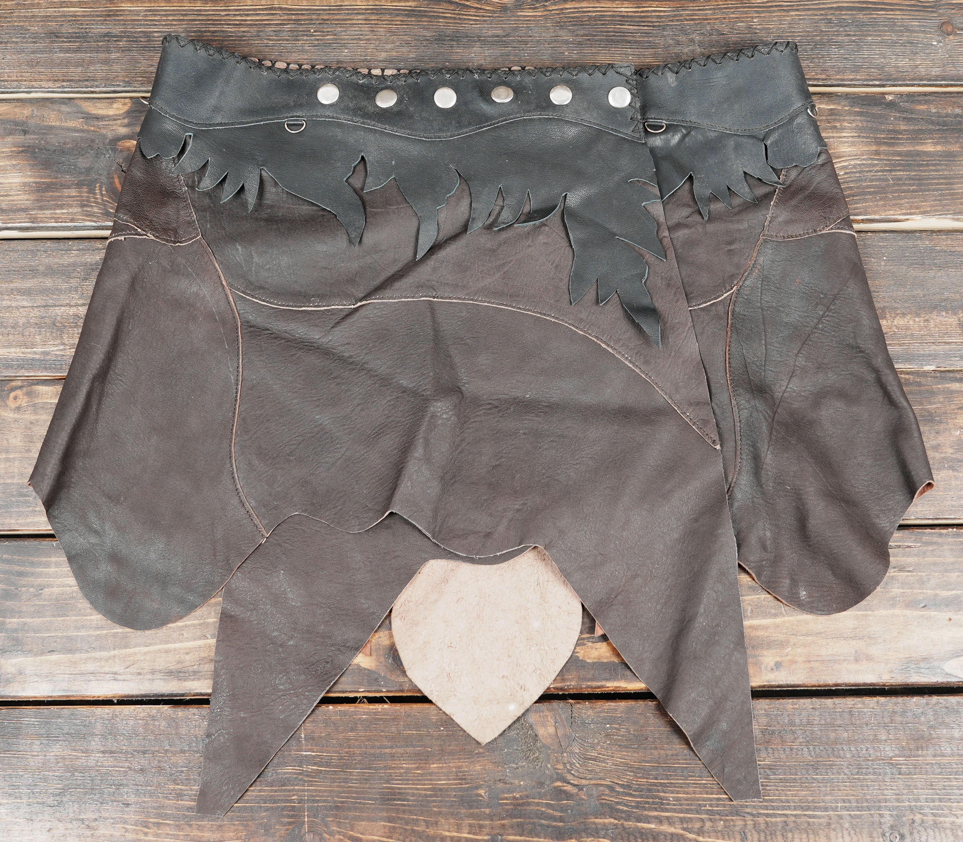 Steampunk gothic waist belt made from soft brown leather