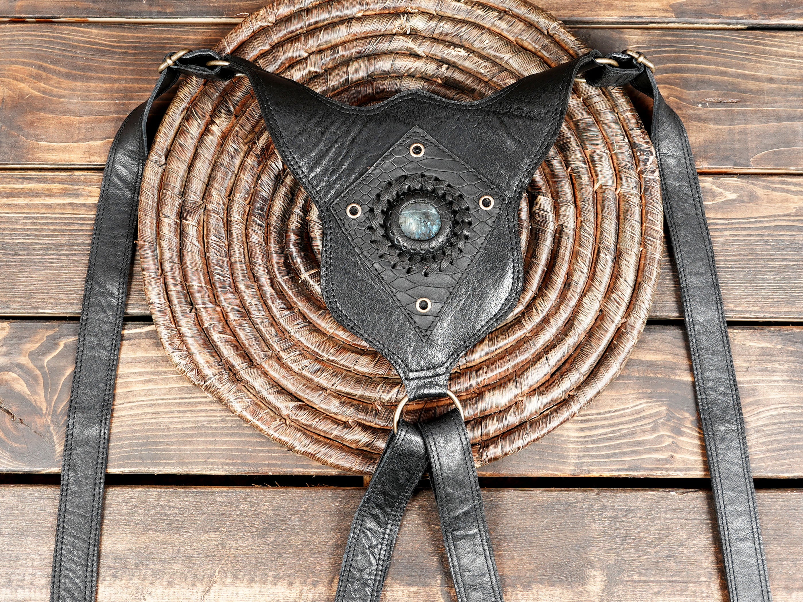 Black & Brown Leather Holster  Handmade Utility Belt (LT-AB-HLS-6052)