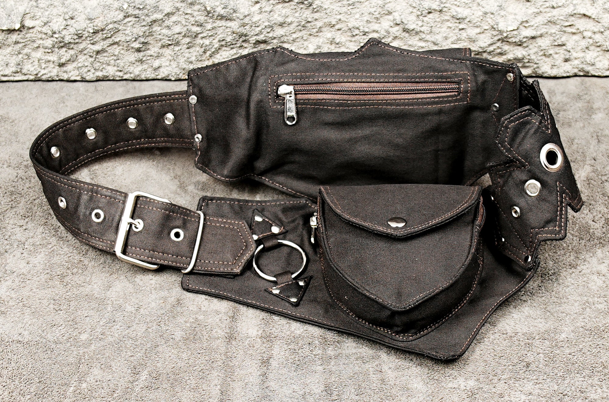 Gothic cotton utility belt with detachable pouch