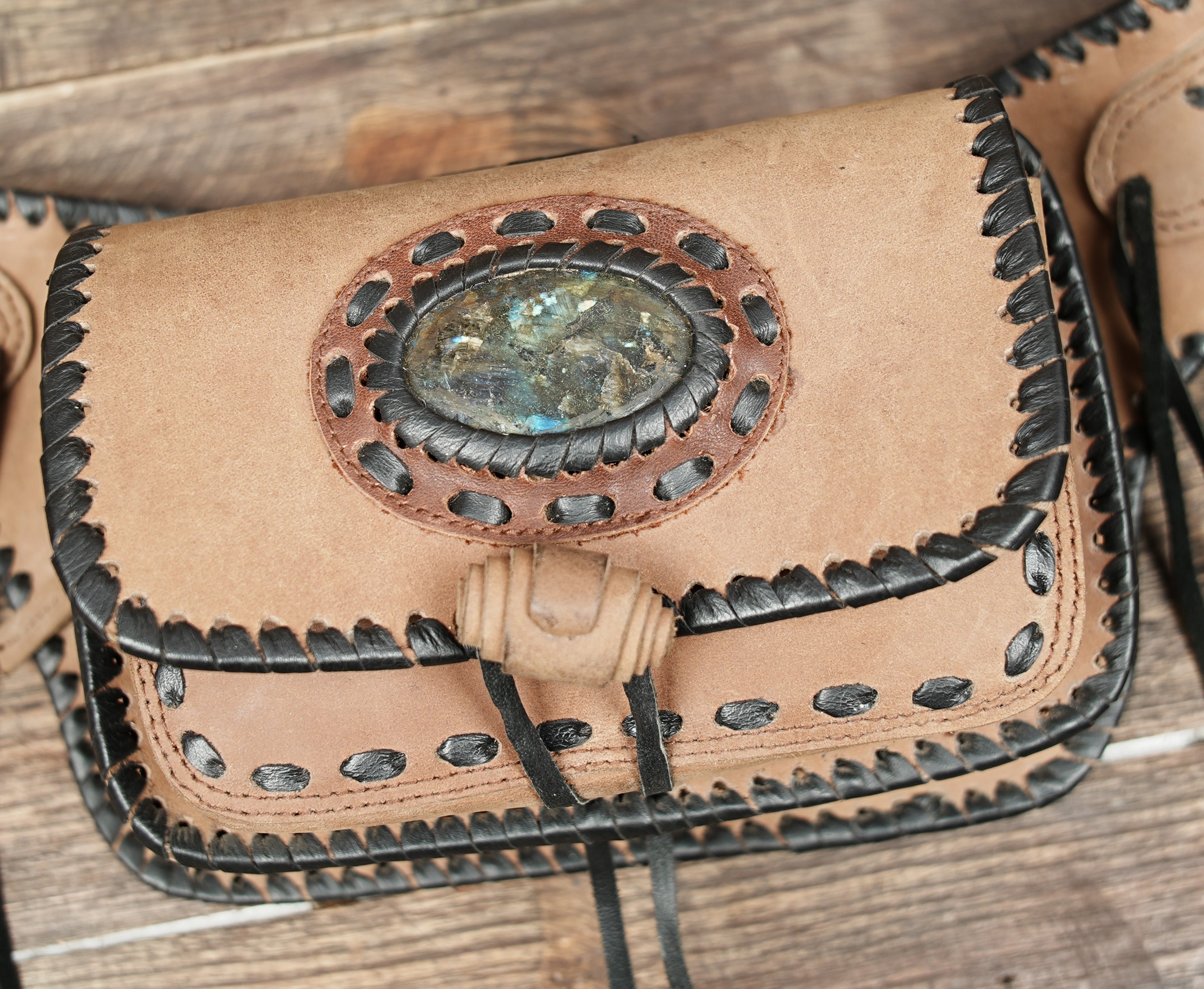 Artisan leather waist belt bag for hands free carrying