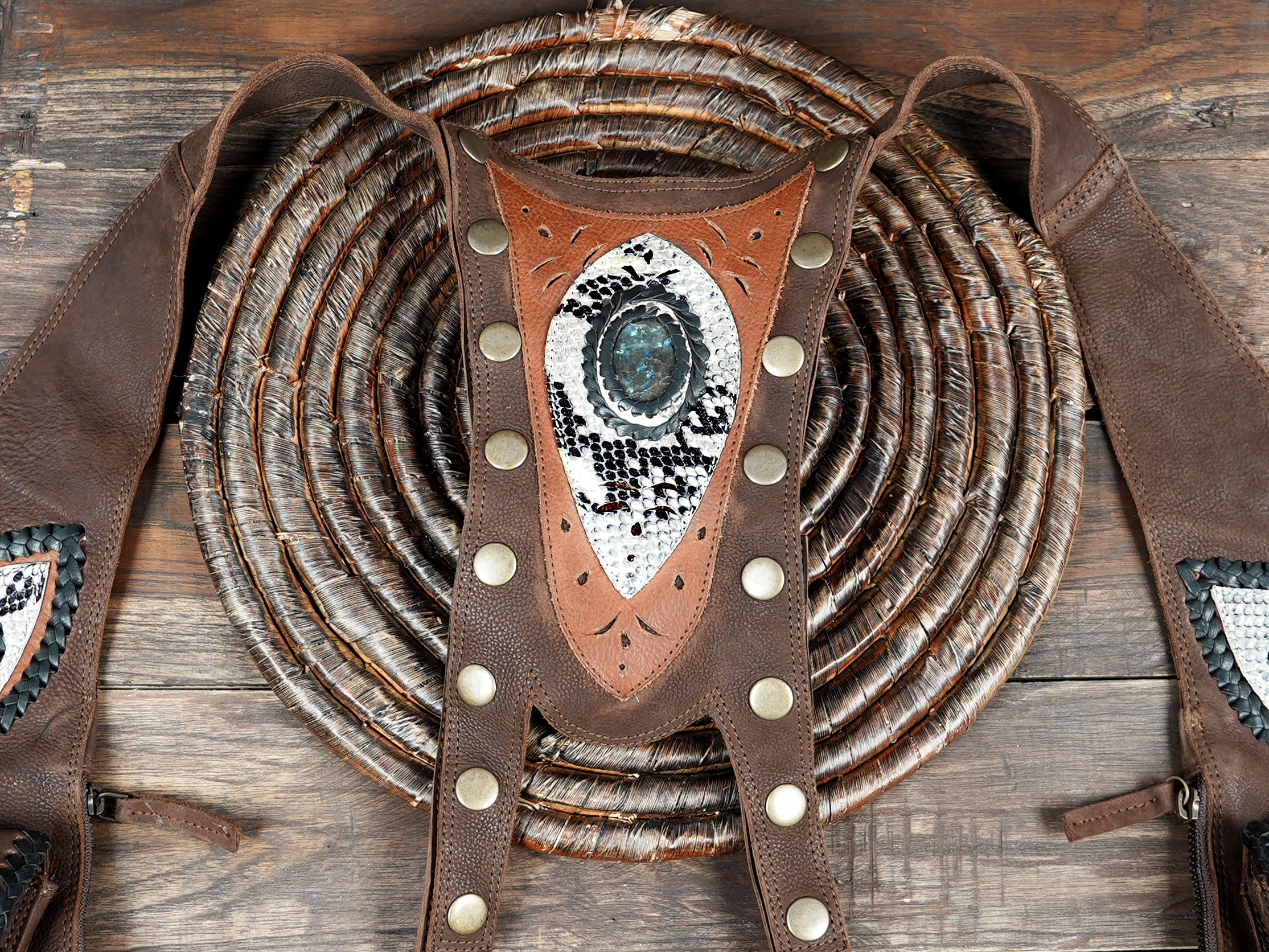 Brown Leather Holster Bag Real Leather Shoulder Bag Leather Festival Bag Chest Bag Leather Mens metal steel 