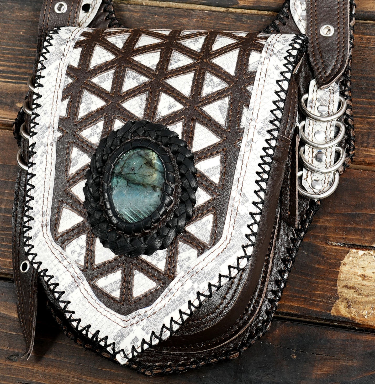 Western-style gemstone leather holster bag for men and women