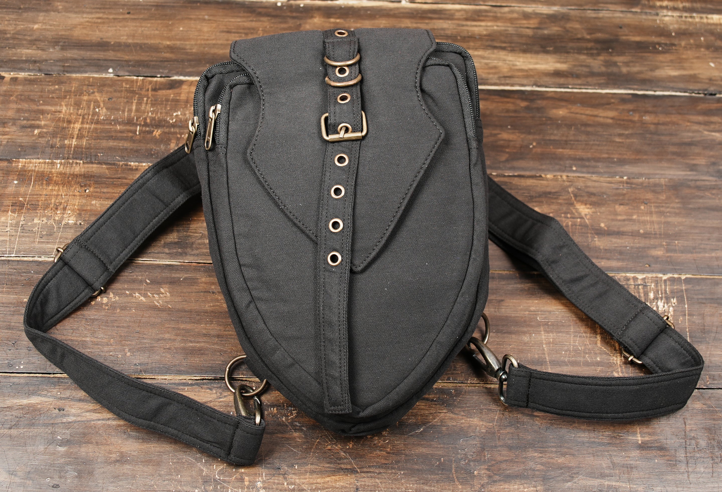 cotton shoulder belt pouch with secure buckle closure