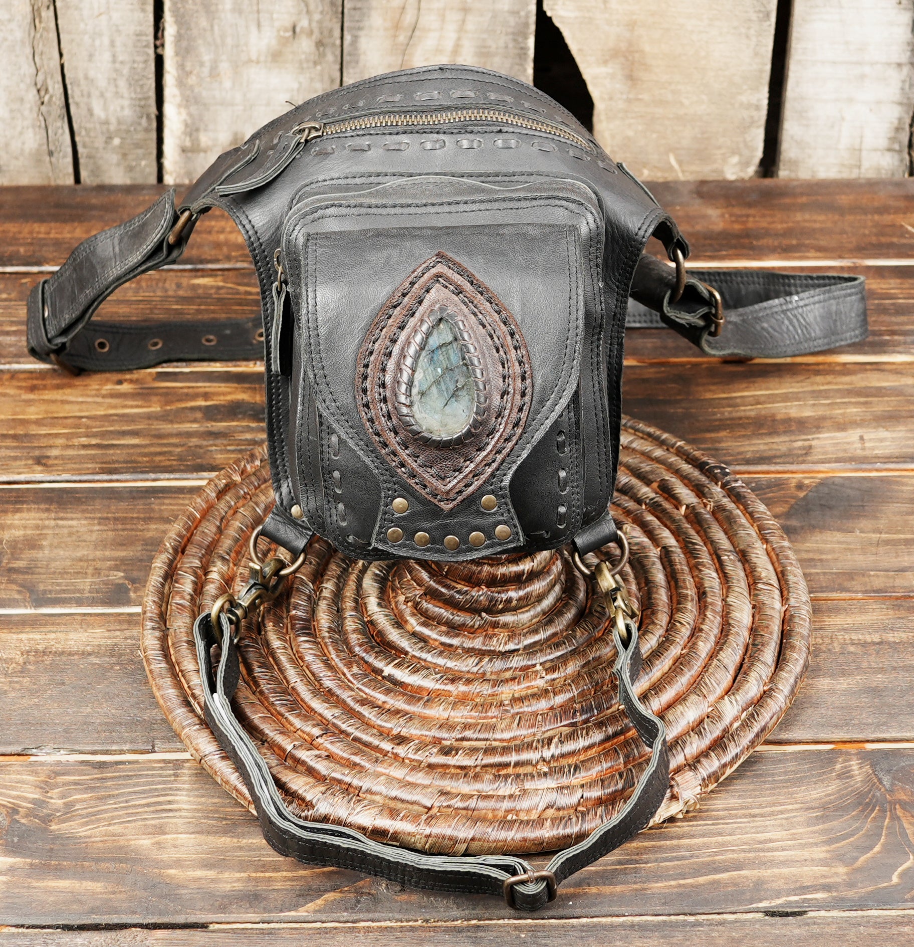 Handcrafted Leather Utility Belt: Boho Fashion Waist Bag