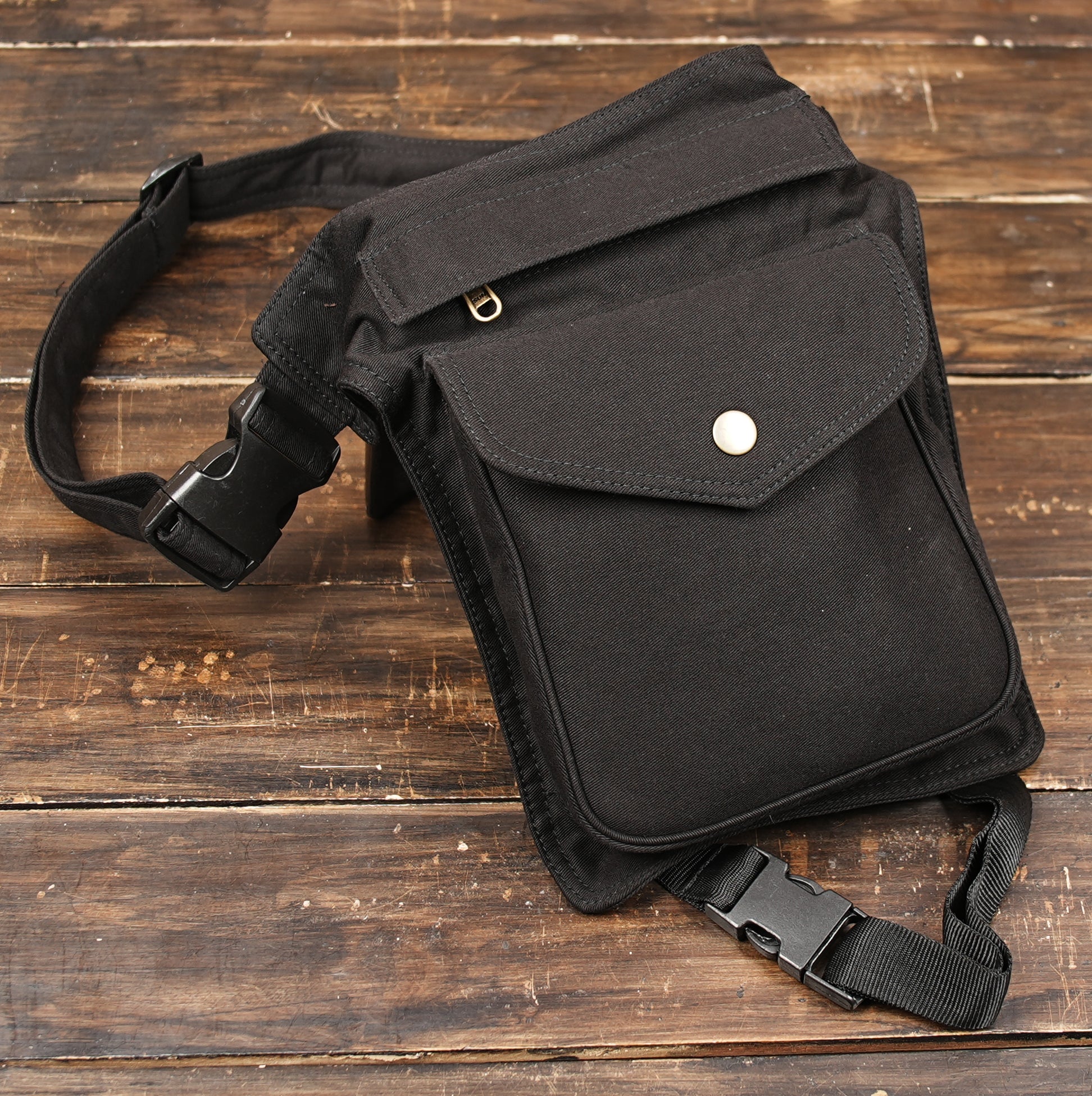 Cotton Festival Thigh Bag – Handmade Black Utility Belt