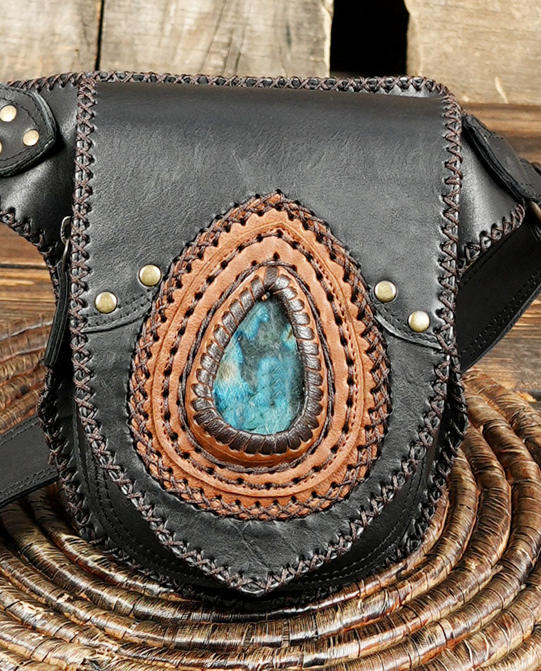 Leather utility fanny pack for festivals and travel