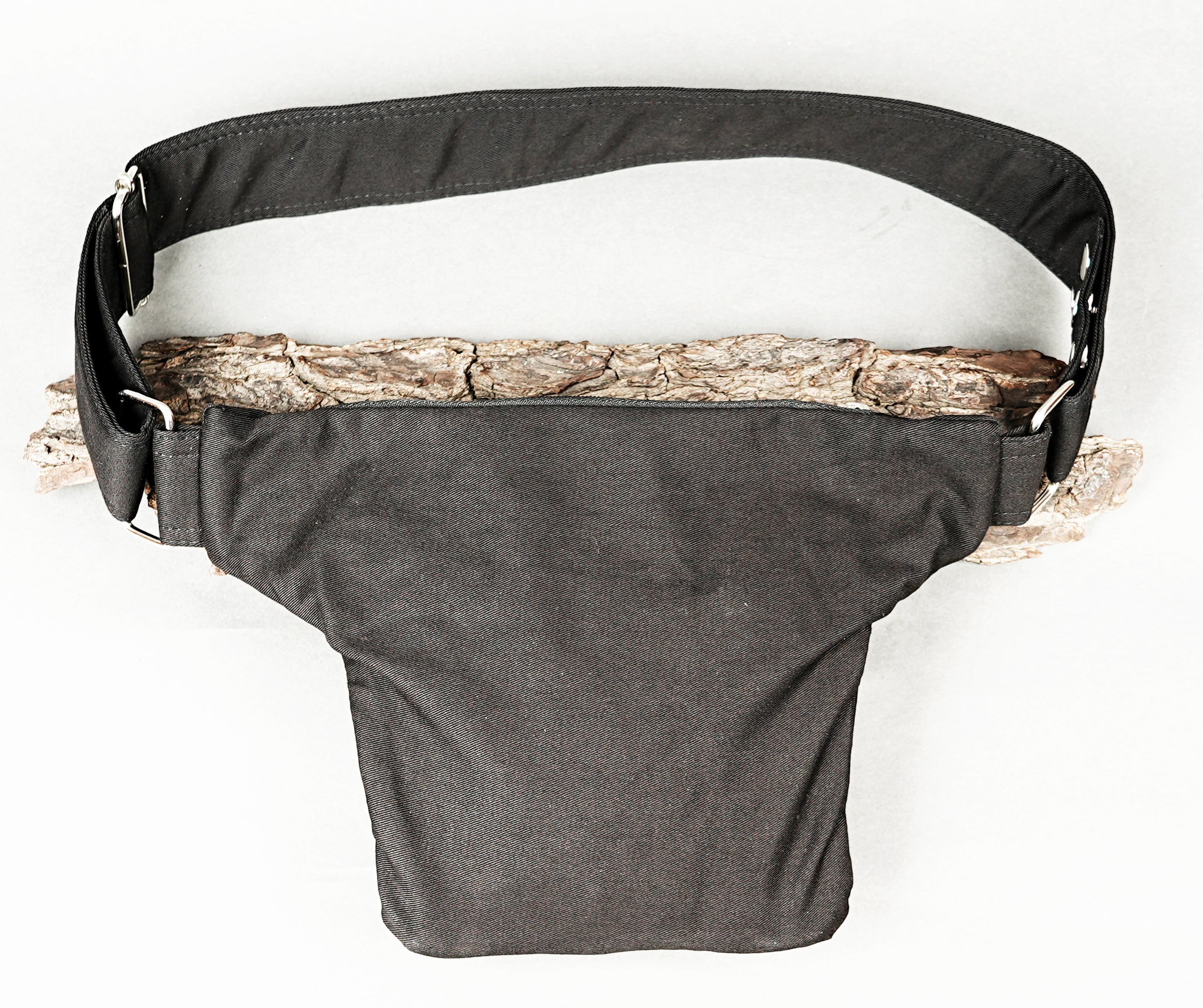 Rugged black multi-purpose pouch belt suitable for festivals and travel.